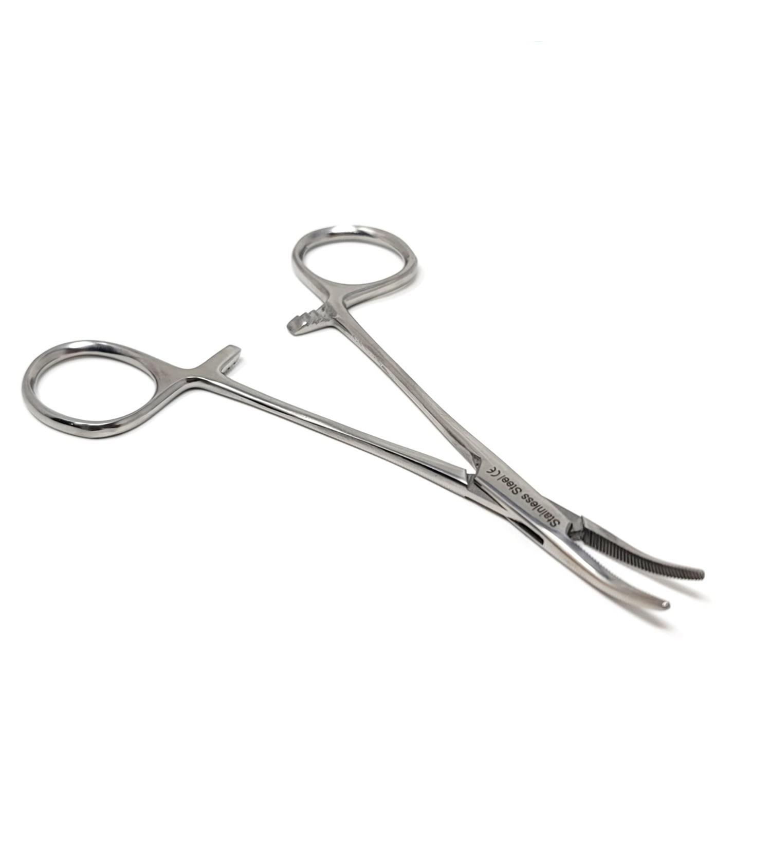 Multifunctional Hemostat Forceps 5" in Length with Curved Serrated Jaws Used as Fishing Pliers Ear Piercing Clamp and Pet Ear Nose Hair Pull Locking Tool Made of High Grade Stainless Steel - Buy Online on SooperMarket.com
