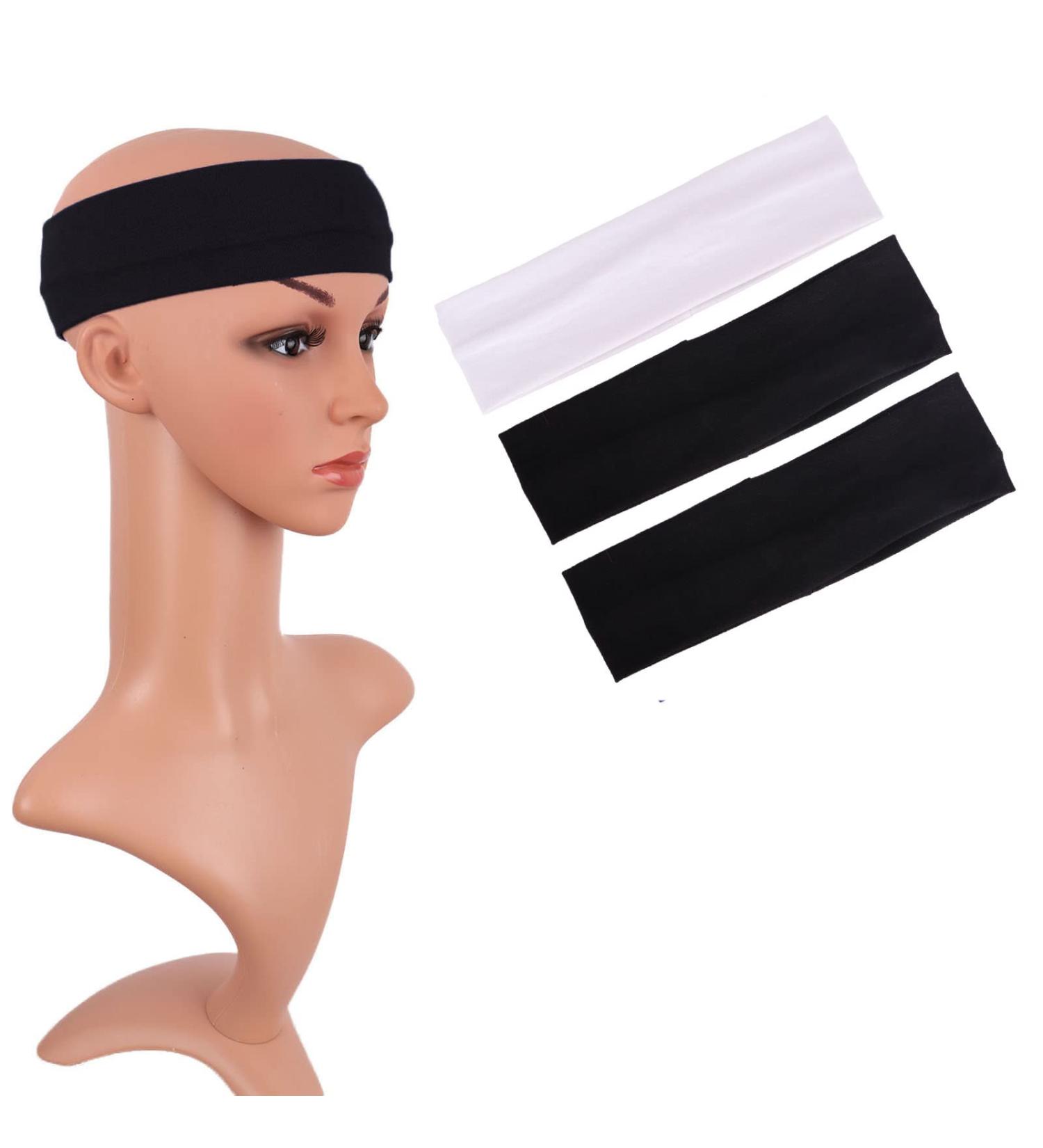 MapofBeauty 3 Pack Yoga Headbands - Stretchy Cotton Hair Wraps for Sport Running and Gym (Black & White) - International Shipping Available - Buy Online on SooperMarket.com
