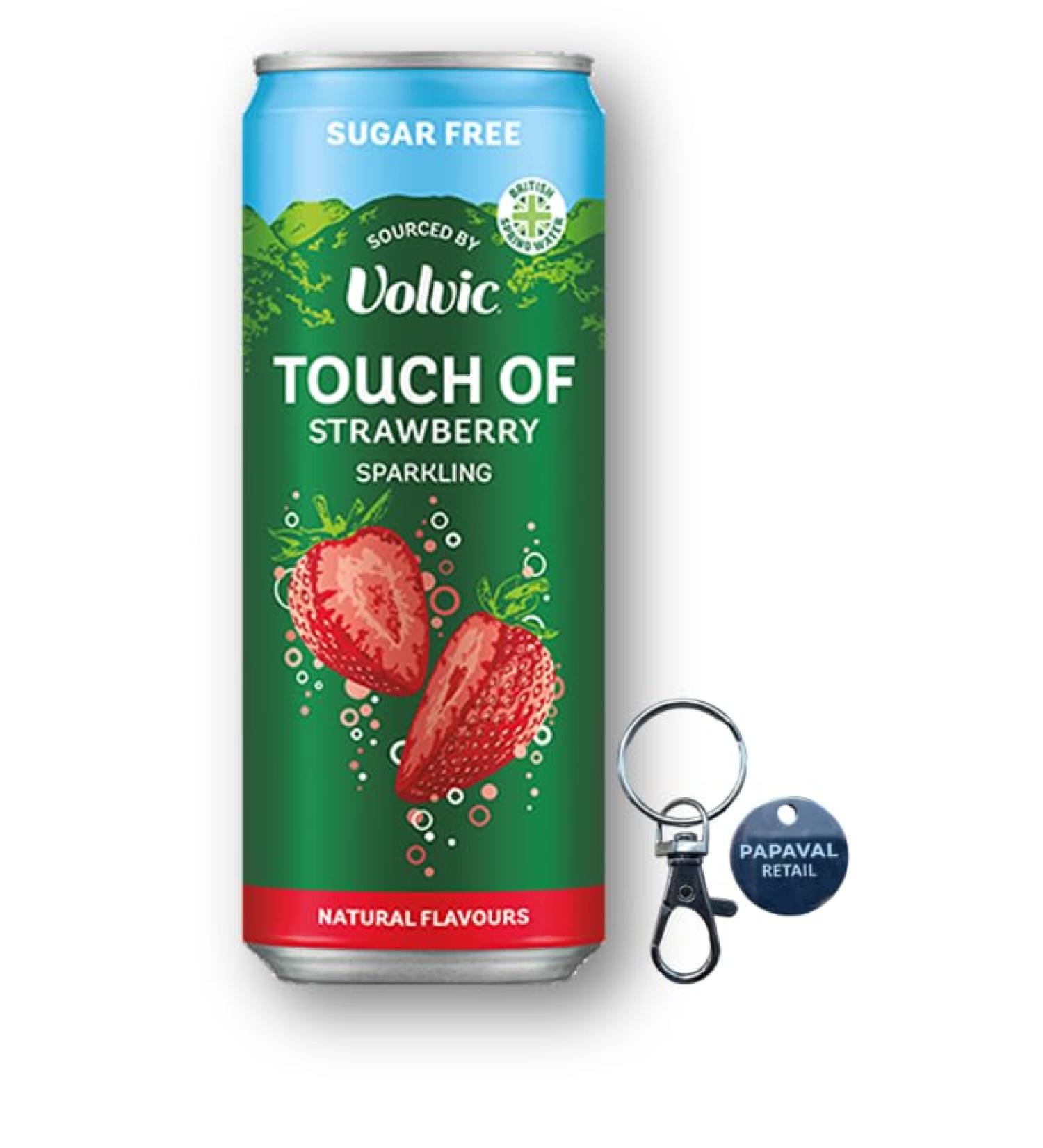 Touch of Fruit Sparkling water Pack of 330ml with Key Ring (12x330ml Strawberry) Strawberry 330 ml (Pack of 12)
