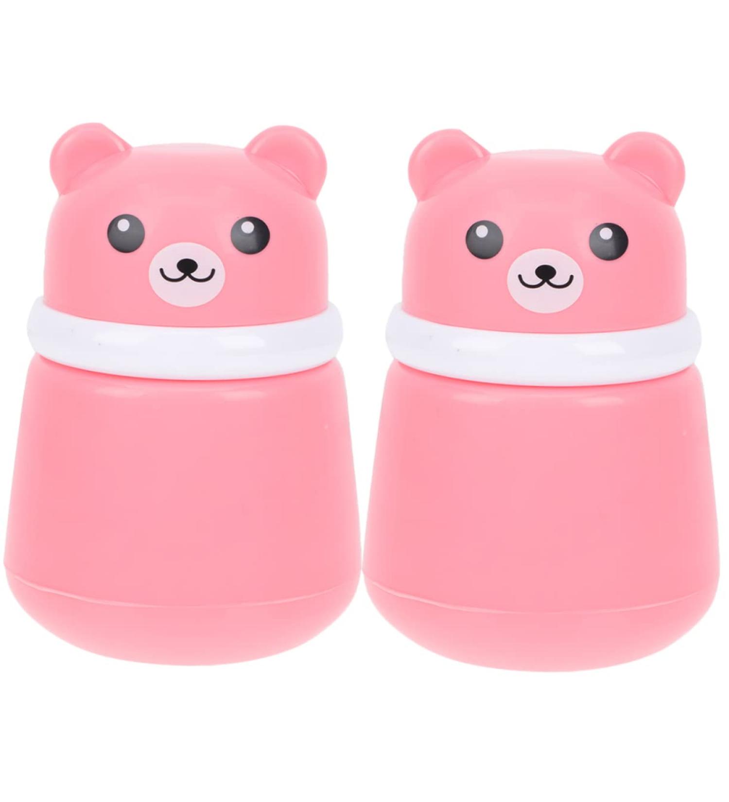 FRCOLOR 2pcs Baby Powder Box Set with Puff | Newborn Face Wash Dispenser | Talcum Powder Storage Box | Creative Pink Design - Buy Online on SooperMarket.com