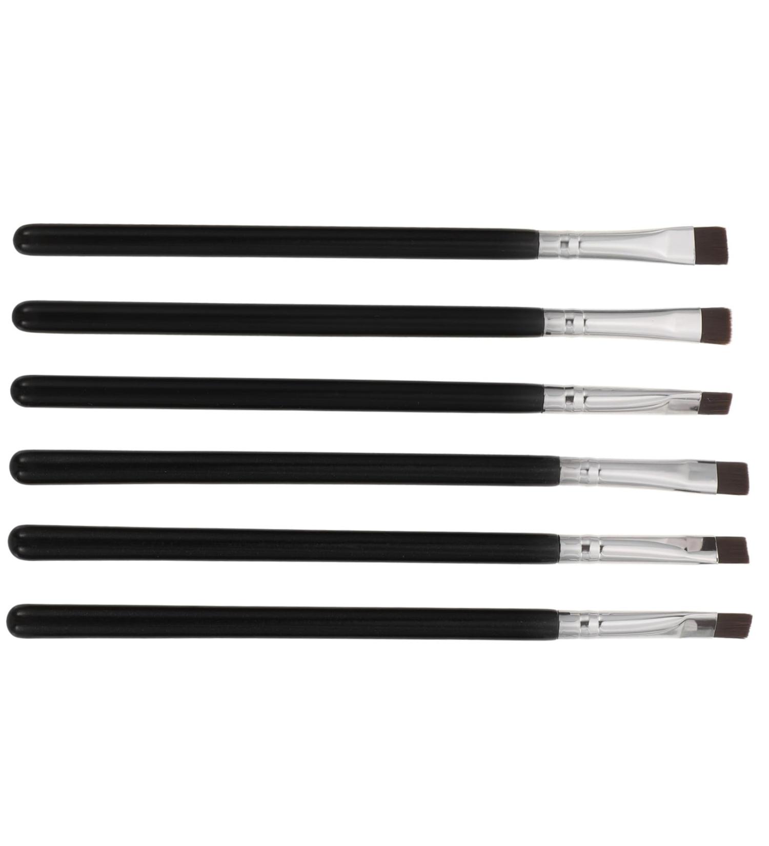 CANIGHT 6pcs Flat Eyebrow Brush Eyeliner Tool Eyeshadow Brush Eye Lash Brush Eye Brush Black Wooden Handle - Buy Online on SooperMarket.com