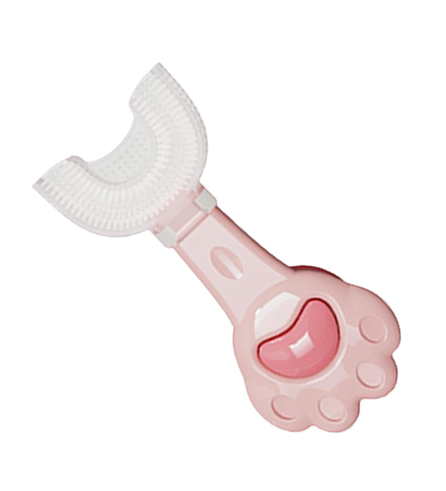 Kids U Shaped Toothbrush - Detachable Silicone Kids Toothbrush Manual 360 Degree Oral Teeth Cleaning Brush with Soft Silicone Head for Kids 2-6 Years Littryee Pink 1 count (Pack of 1) - Buy Online on SooperMarket.com