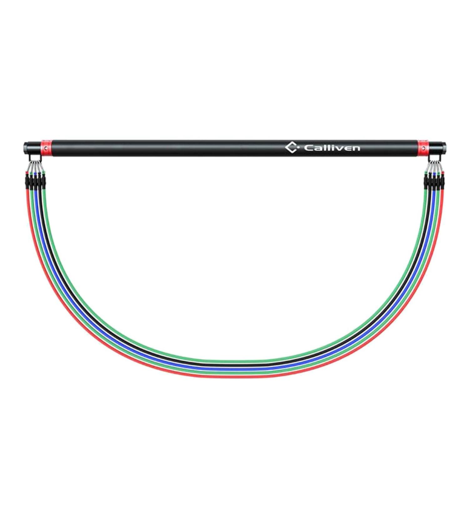 Ultimate Full Body Workout Pilates Bar with Resistance Bands- Home Gym Strength Training Gear Equipment - Toning Yoga Pilates Trainer for Butt Legs and Arms - Steel Pipe with