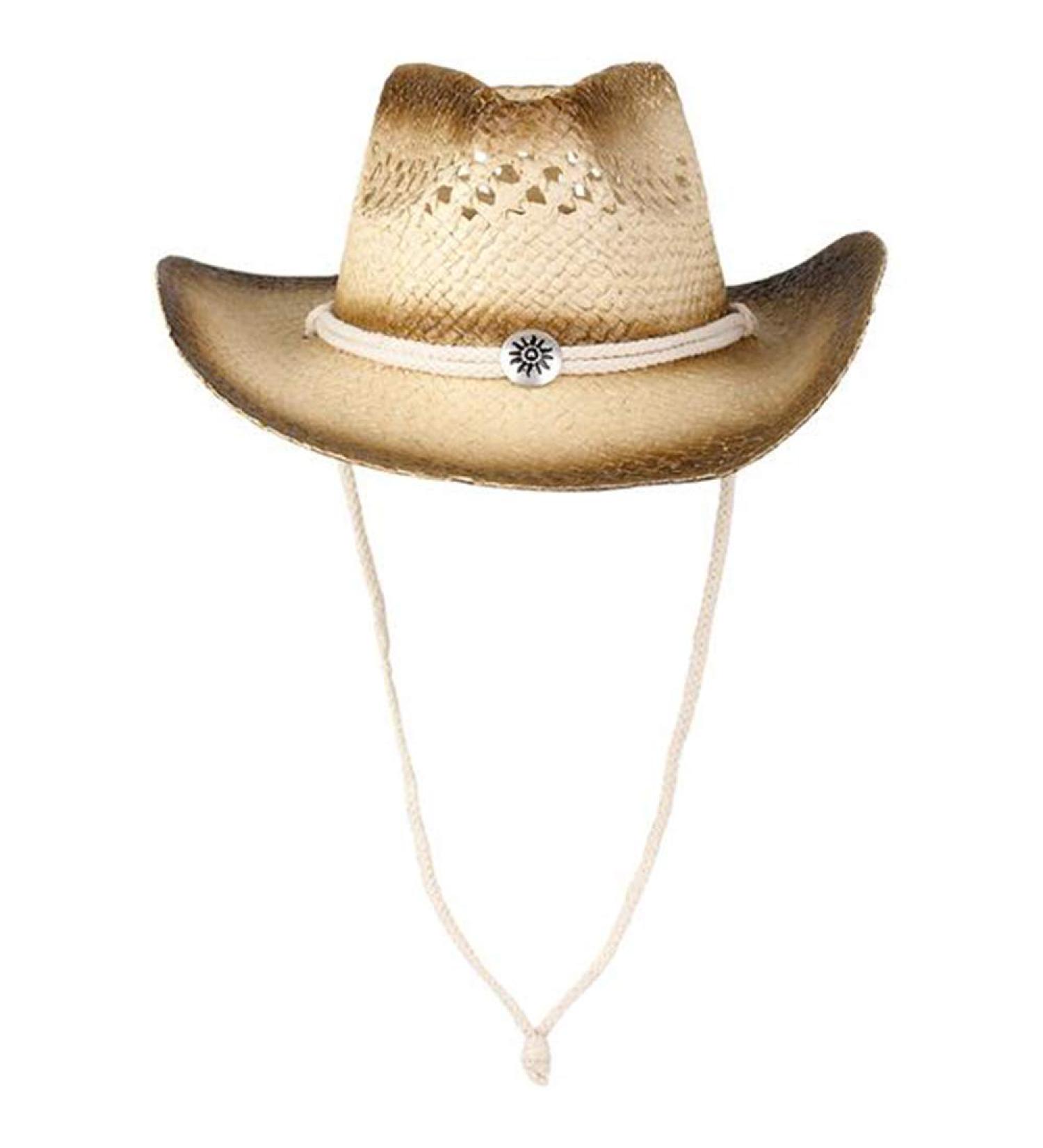 ArtCreativity Straw Cowboy Hat for Teens and Adults - Cowboy Costume Hat with Chinstrap and Sunburst Pendant - Perfect for Dress Up Parties and Concerts - Buy Online on SooperMarket.com