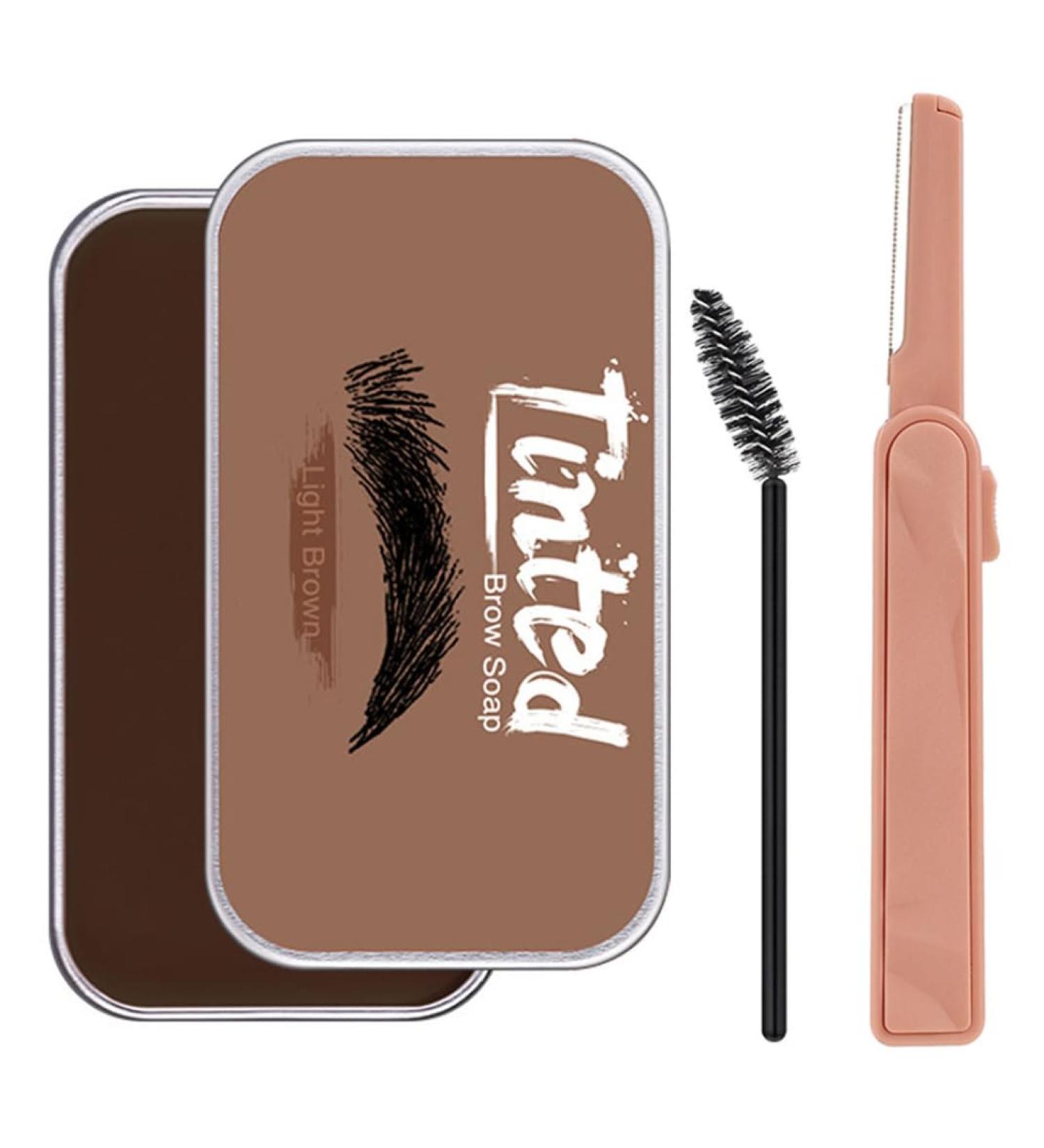 Eyebrow Soap Kit Long Lasting Eyebrow Styling Shaping Wax with Brow Trimmer Brush Brown eyebrow soap kit - Buy Online on SooperMarket.com