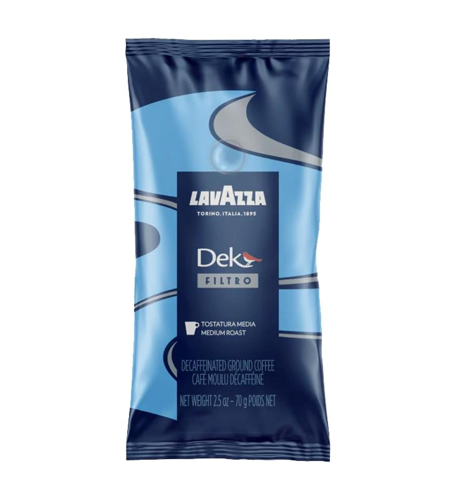 Lavazza DEK Decaf Filtro Dark Roast Ground Coffee 2.5 oz Pouches 18 Pouches/Case