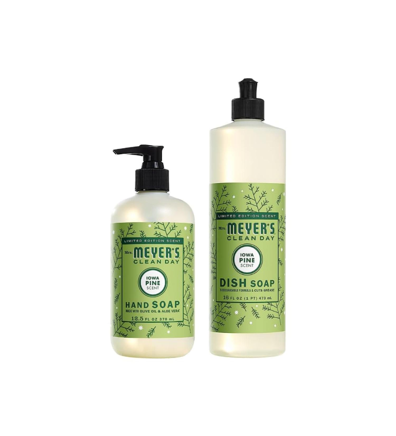 Mrs. Meyer's Clean Day Iowa Pine Liquid Hand & Dish Soap Set - Eco-Friendly 12.5 OZ & 16 OZ - International Shipping Available - Buy Online on SooperMarket.com