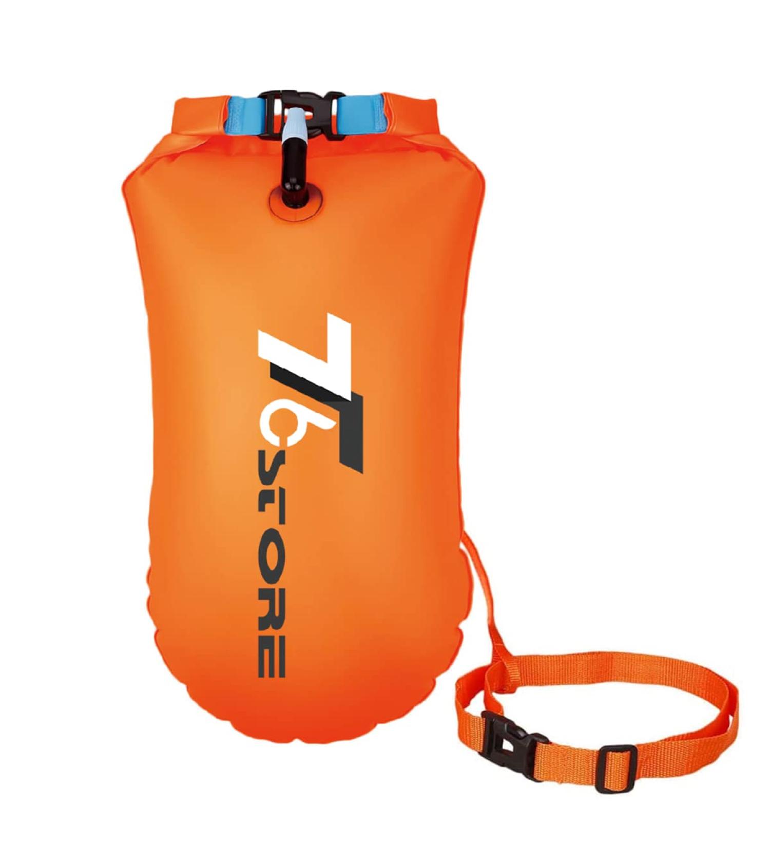 T6 20L Swim Buoy Dry Bag - Waterproof Safety Float for Water Sports and Camping - Orange - Buy Online on SooperMarket.com