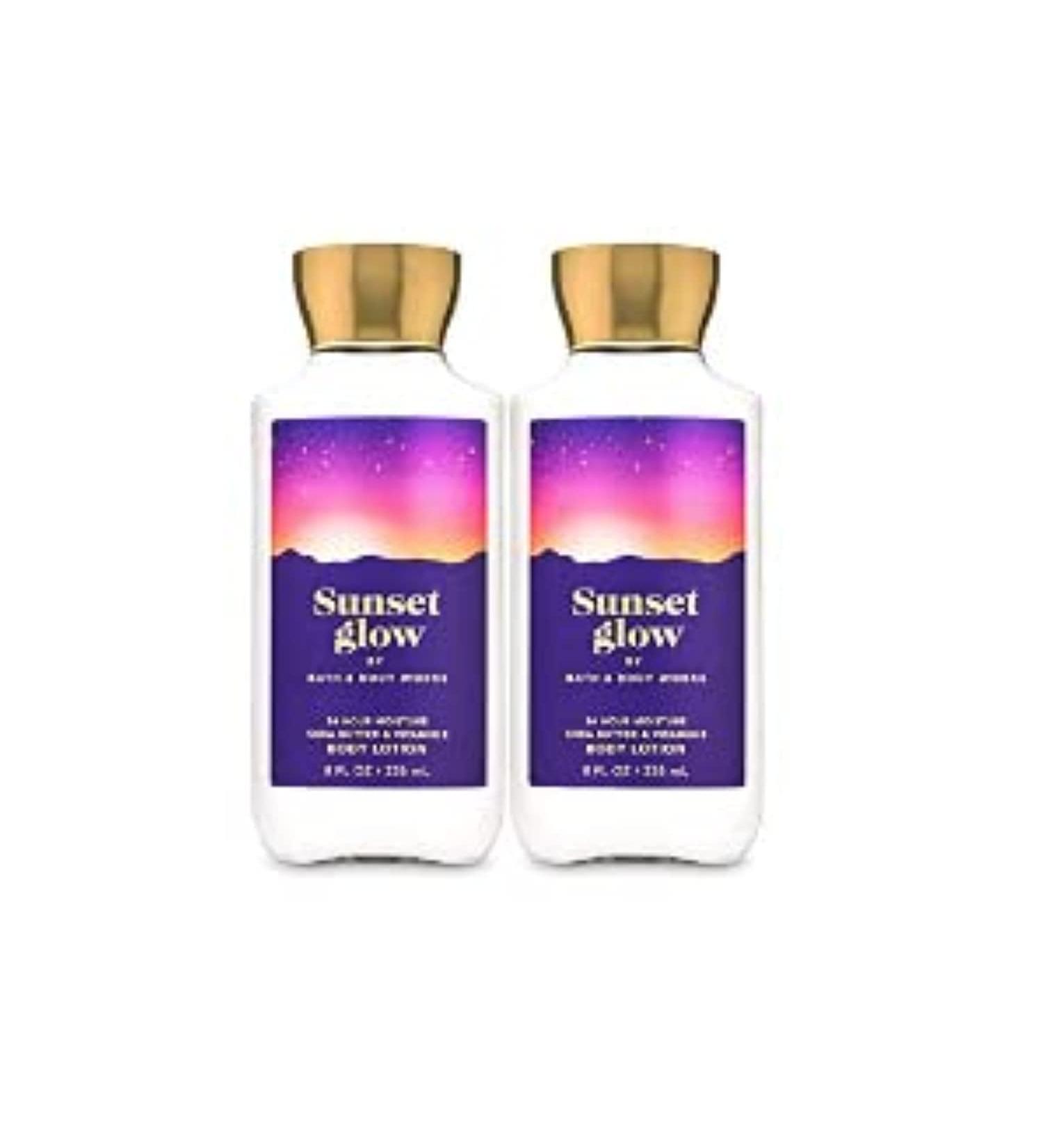 Bath and Body Works Sunset Glow Super Smooth Body Lotion Sets Gift For Women 8 Oz -2 Pack (Sunset Glow)