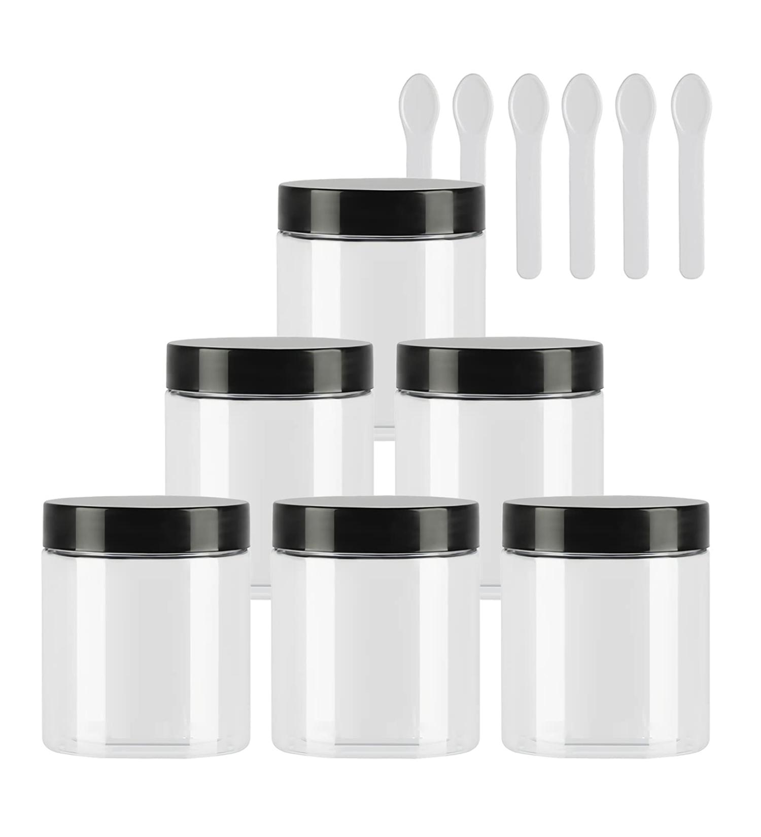 Shop Tianzd 6 pcs 80ml Transparent Plastic Cream Cans with Black Lid - Perfect Cosmetic Container Set with Spatulas for International Shipping - Buy Online on SooperMarket.com