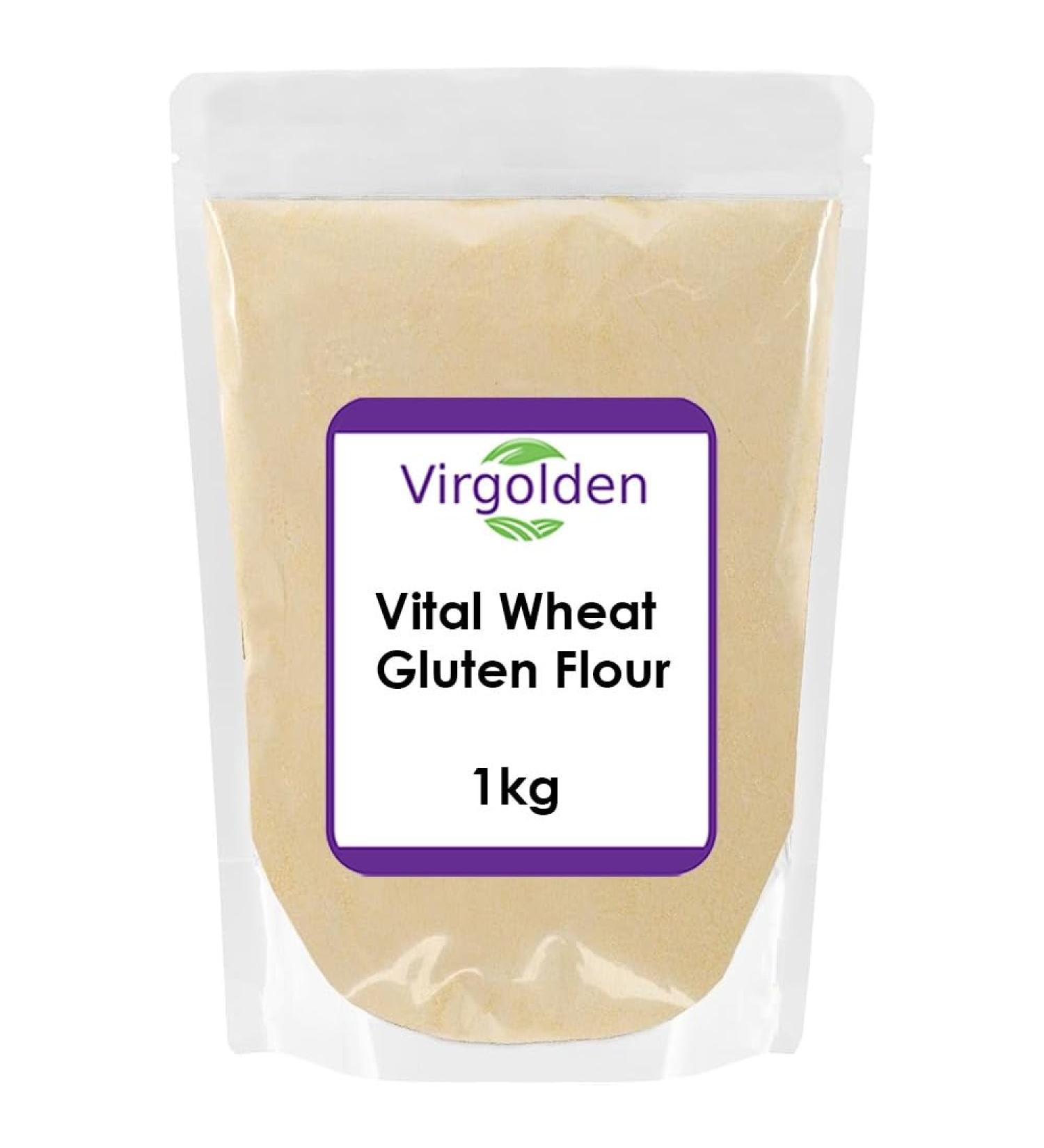 Vital Wheat Gluten Flour 1kg by Virgolden - Protein Source High Fiber Vegetarian & Vegan-Friendly Keto Seitan Non GMO - Buy Online on SooperMarket.com