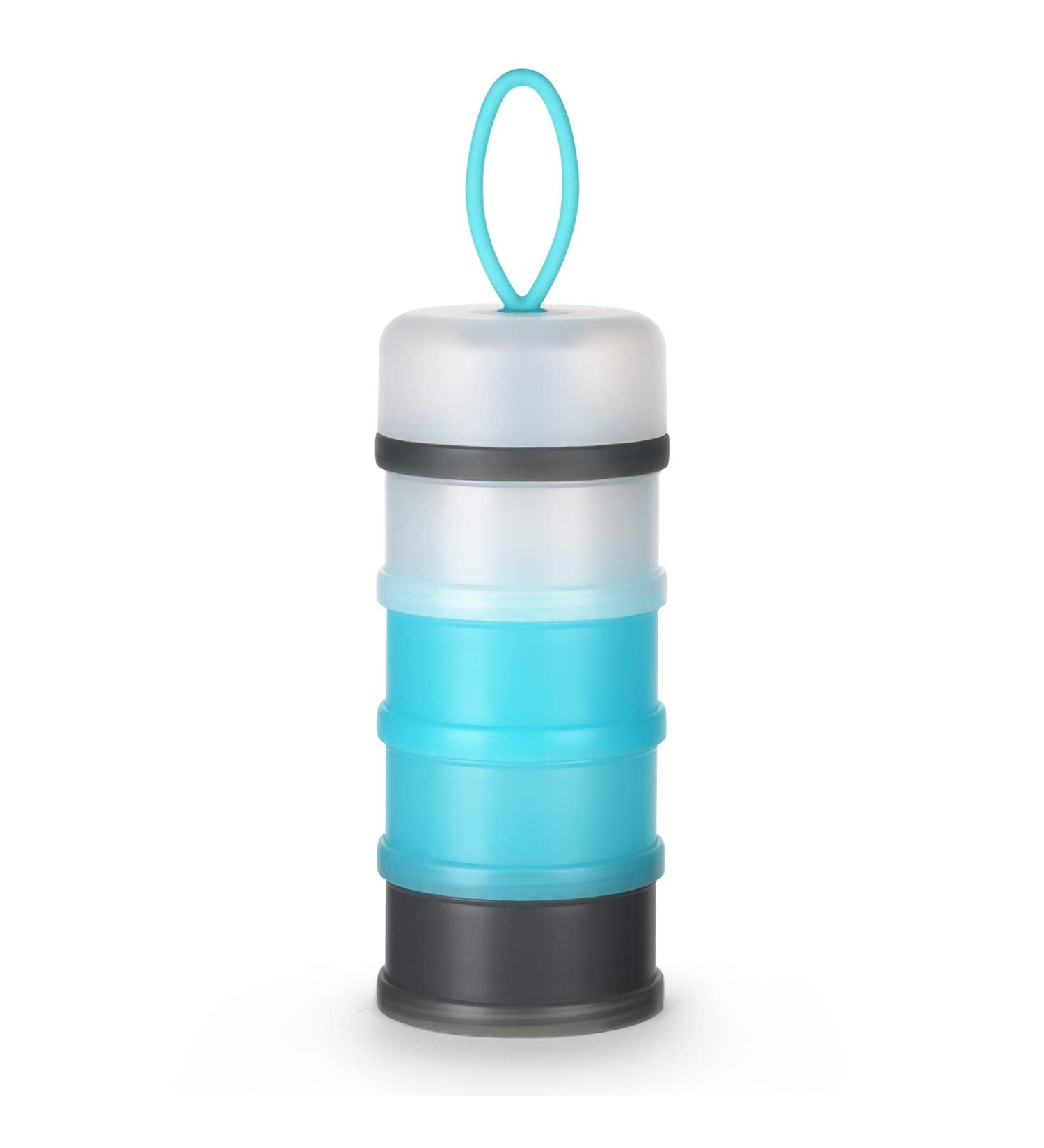 Vicloon Baby Milk Powder Dispenser - 4 Layer Portable Container for Kids - Stackable Snack Storage - Gray & Blue - Buy Online on SooperMarket.com