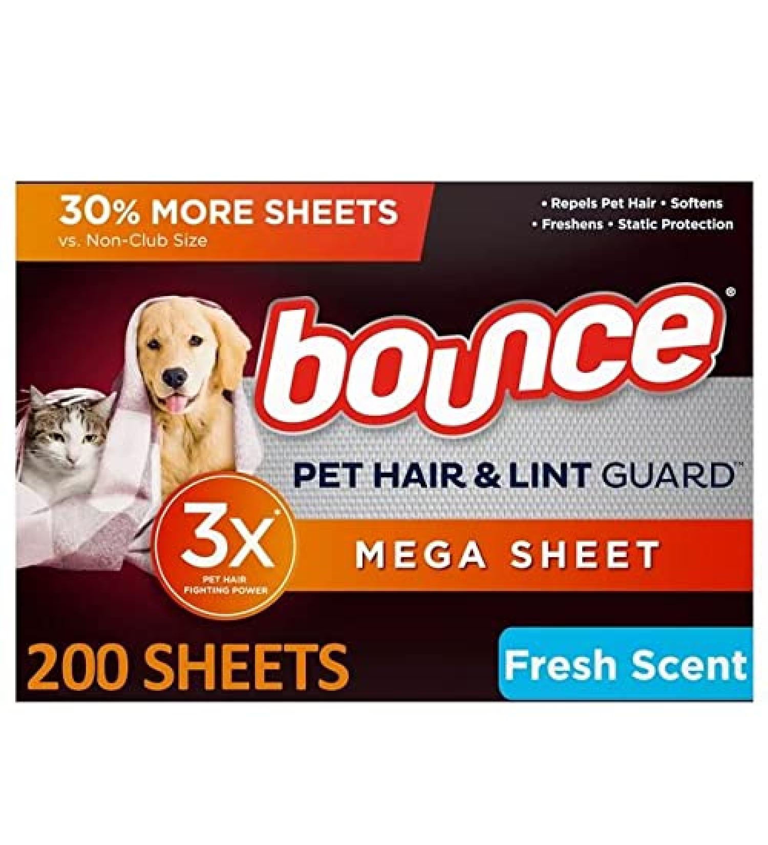 Member Mark Bounce Pet Hair and Lint Guard Mega Dryer Sheets with 3X Pet Hair Fighters Fresh Scent (200 ct.)