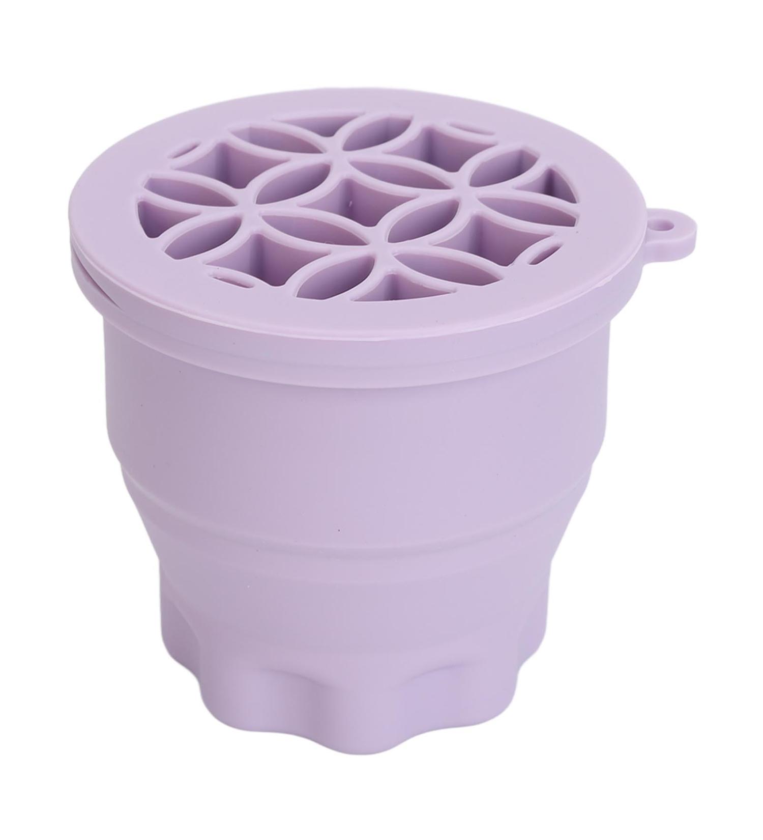 Foldable Silicone Makeup Brush Cleaning Mat & Hanging Drying Net - Compact Efficient Organizer in Purple | Multi-Purpose Beauty Tool for Easy Storage - Buy Online on SooperMarket.com