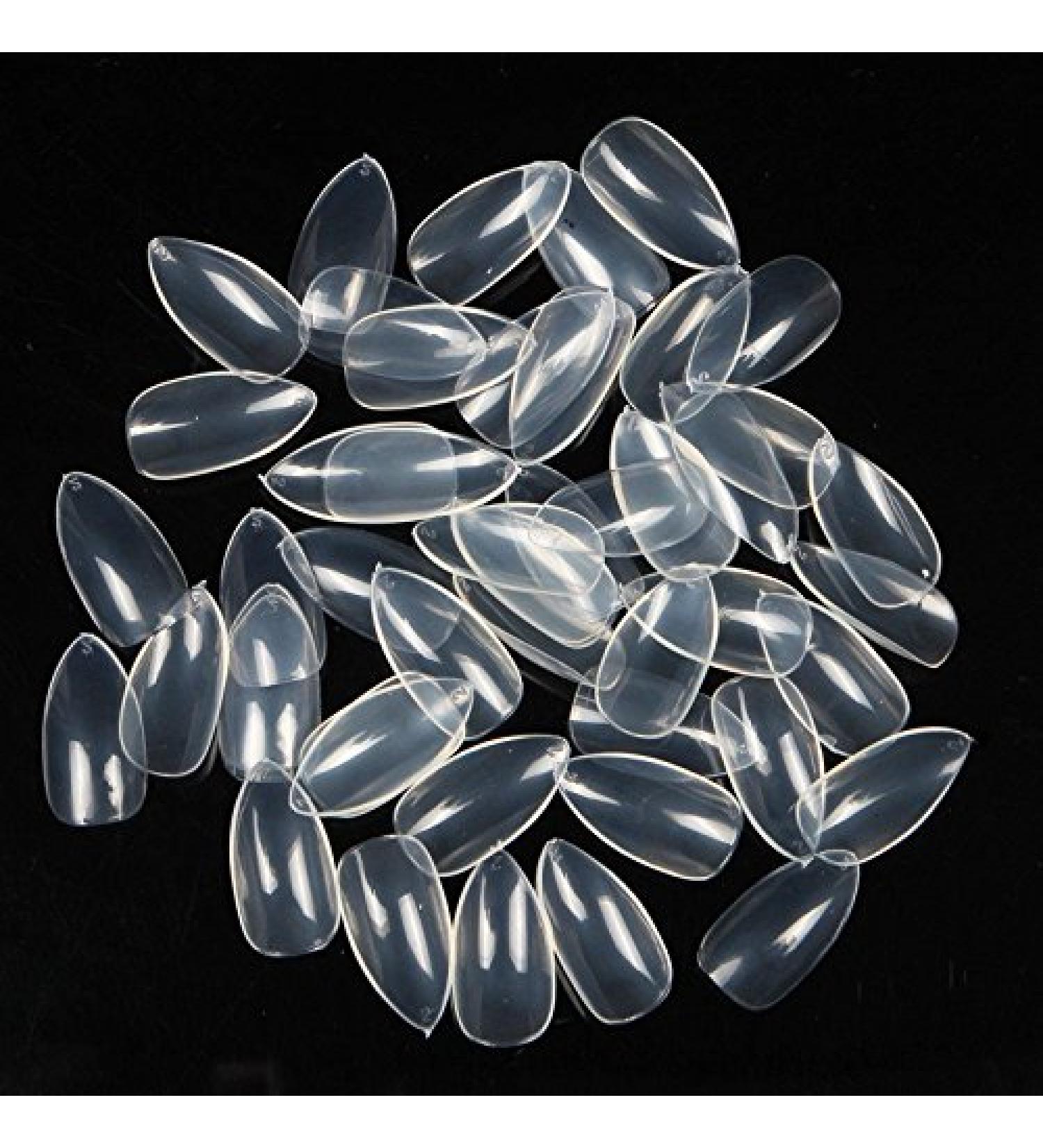 Yimart 500pcs Stiletto Clear False Nails - Oval Sharp Full Cover Nail Tips for Acrylic & Gel - Nail Art Decoration Salon - Buy Online on SooperMarket.com
