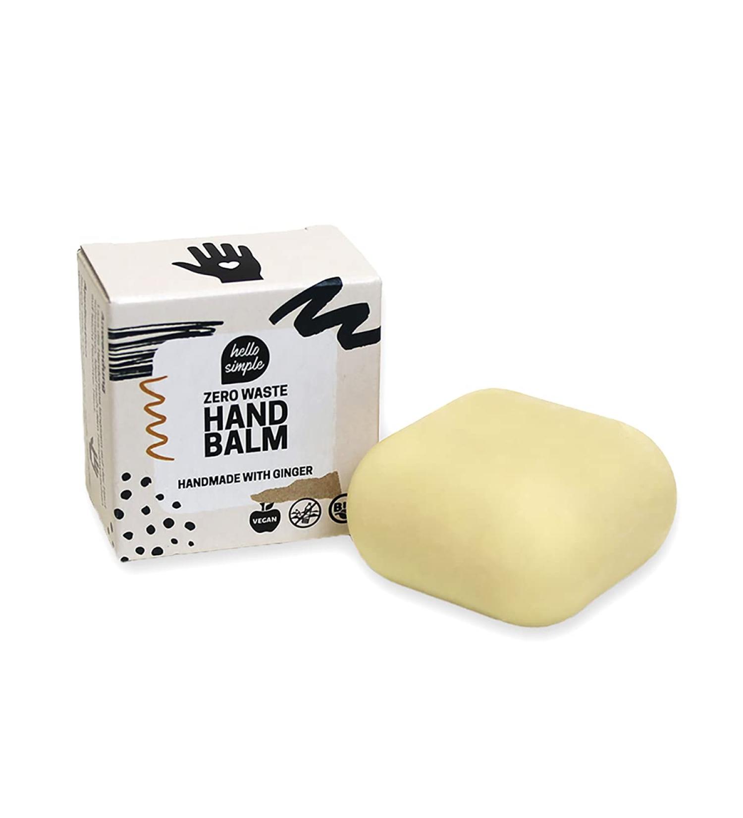 Hello Simple Solid Hand Cream - Zero Waste Vegan Hand Balm | Sustainable Natural Cosmetics | Plastic-Free & Microplastic-Free | 25g Ginger - Buy Online on SooperMarket.com