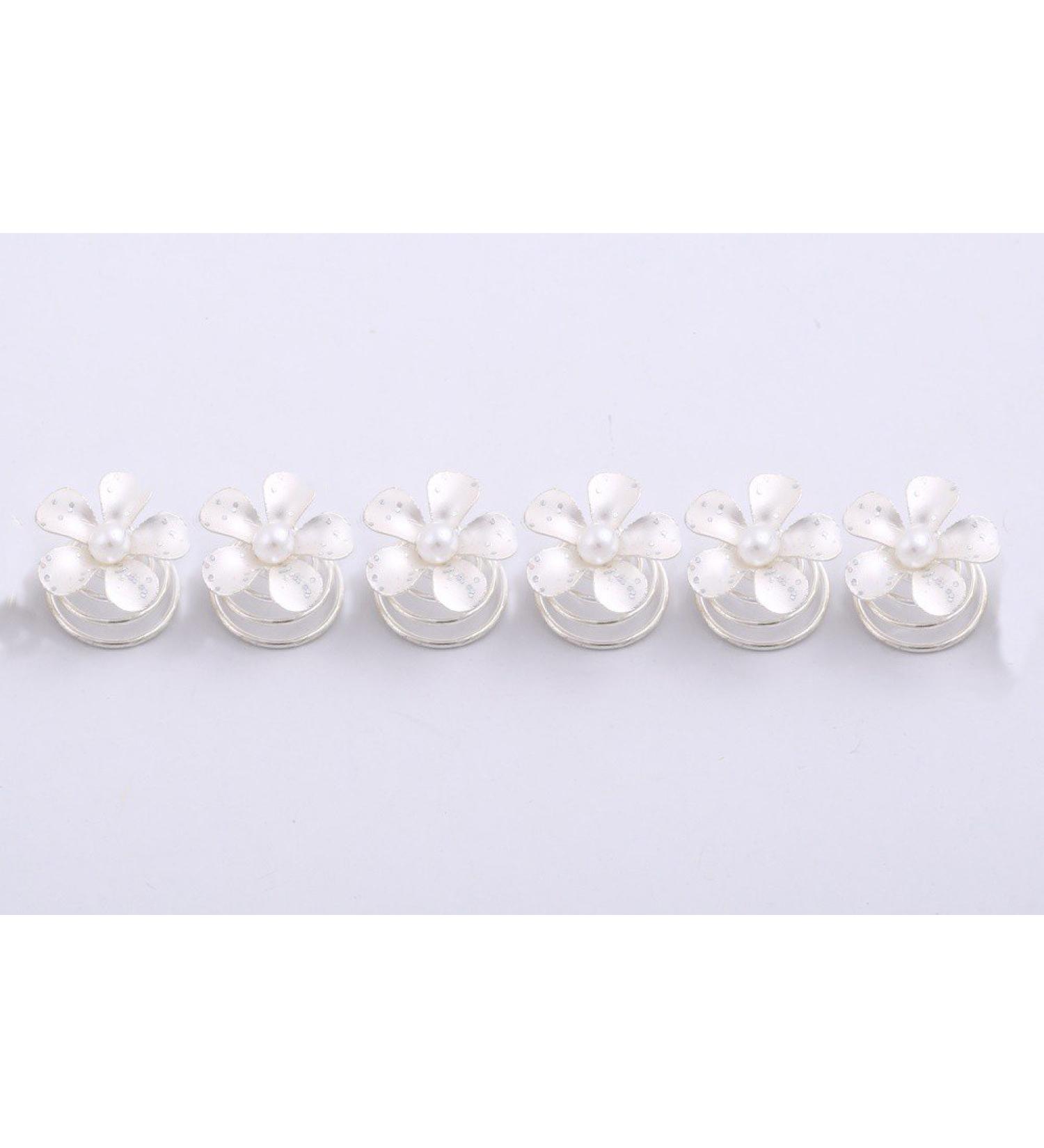New: Bridal Jewellery Curlie Curlies Flower Pearl 6 pcs