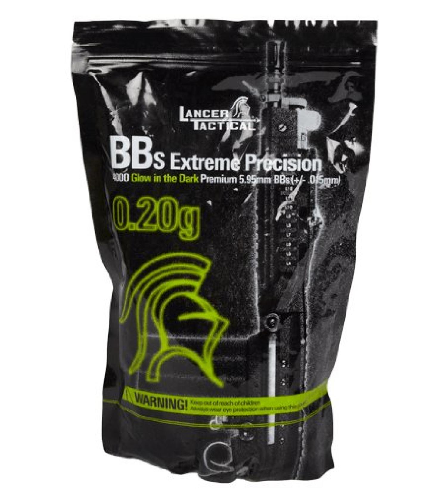 Lancer Tactical Airsoft Pellets BBS 6mm Glow-In-The-Dark Green Tracer 4000 Rds 0.20g airsoft BBs