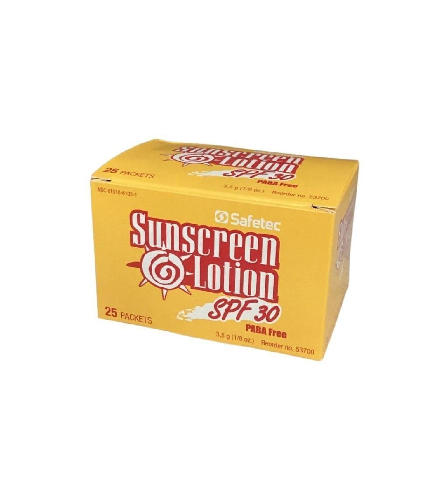 Sunscreen Lotion SPF 30+ for Sensitive Skin - Safetec MS84250 (25 Packets/Box) | International Shipping Available - Buy Online on SooperMarket.com