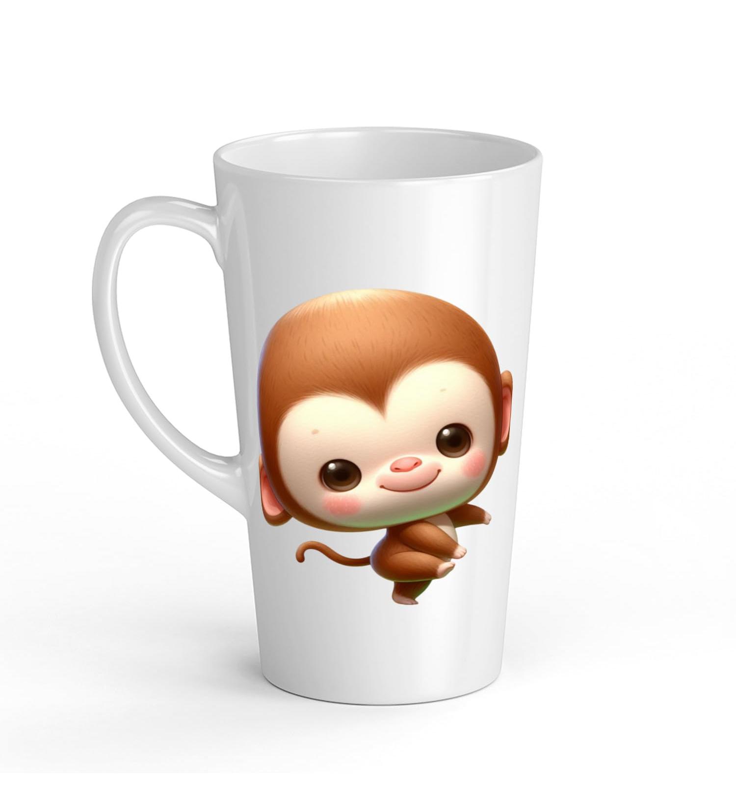 White Ceramic Baby Monkey Mug - Large 483 ml Perfect for Hot Chocolate or Milk Fun and Easy to Use