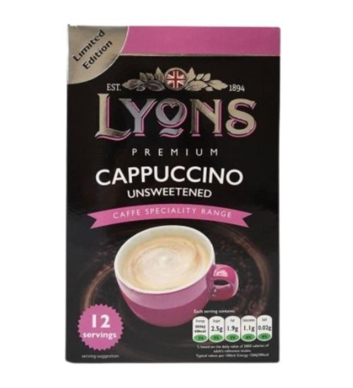 Lyons Premium Instant Coffee Bag Sachets | FabFinds Assorted Gift Mug (Cappuccino Unsweetened 8X 12Sachets) - Buy Online on SooperMarket.com