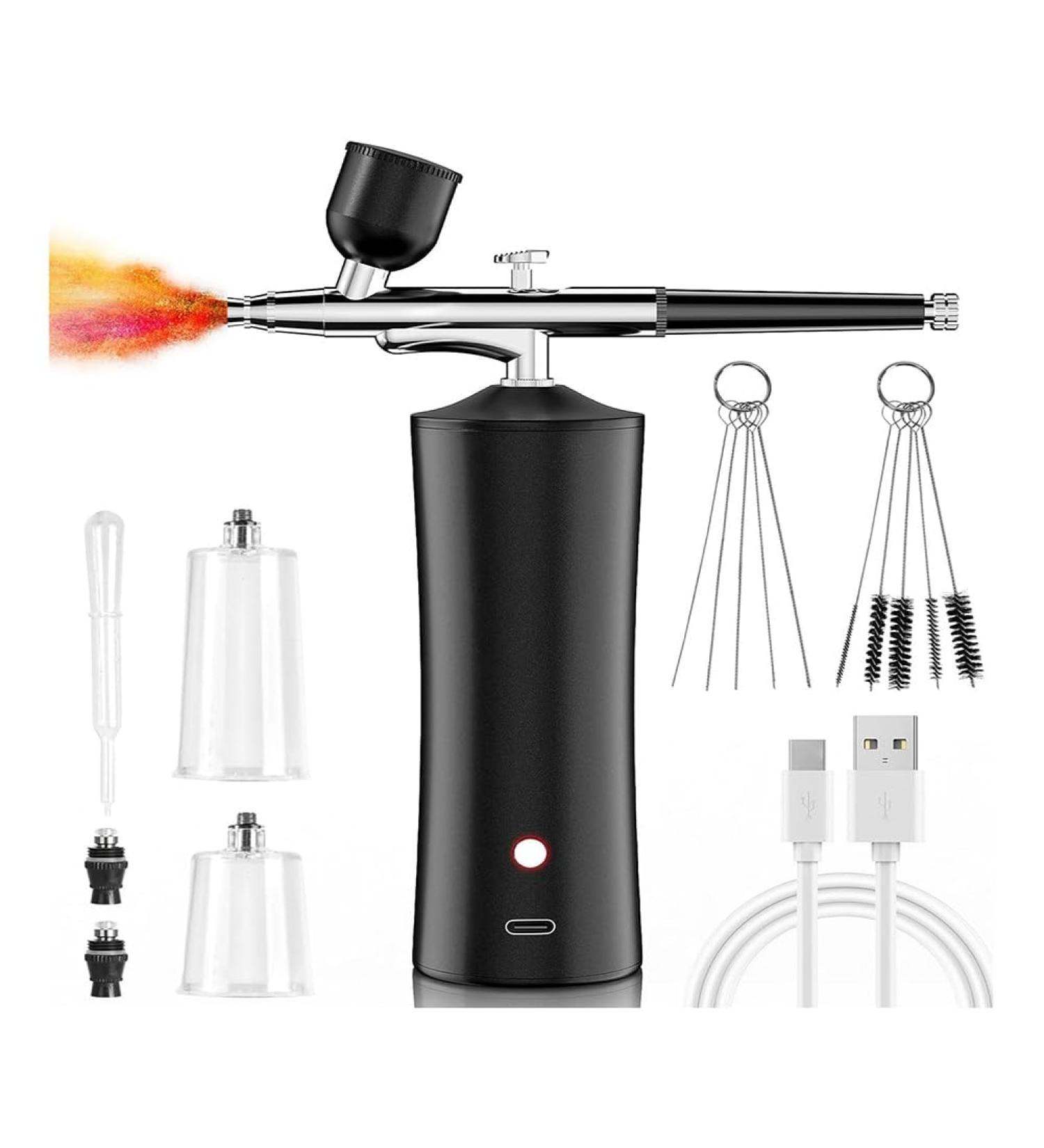 Kuuddker Airbrush Kit 30PSI Cordless Rechargeable High-Pressure Non-Clogging Air BrushGun for Nail Art Painting Black - Buy Online on SooperMarket.com