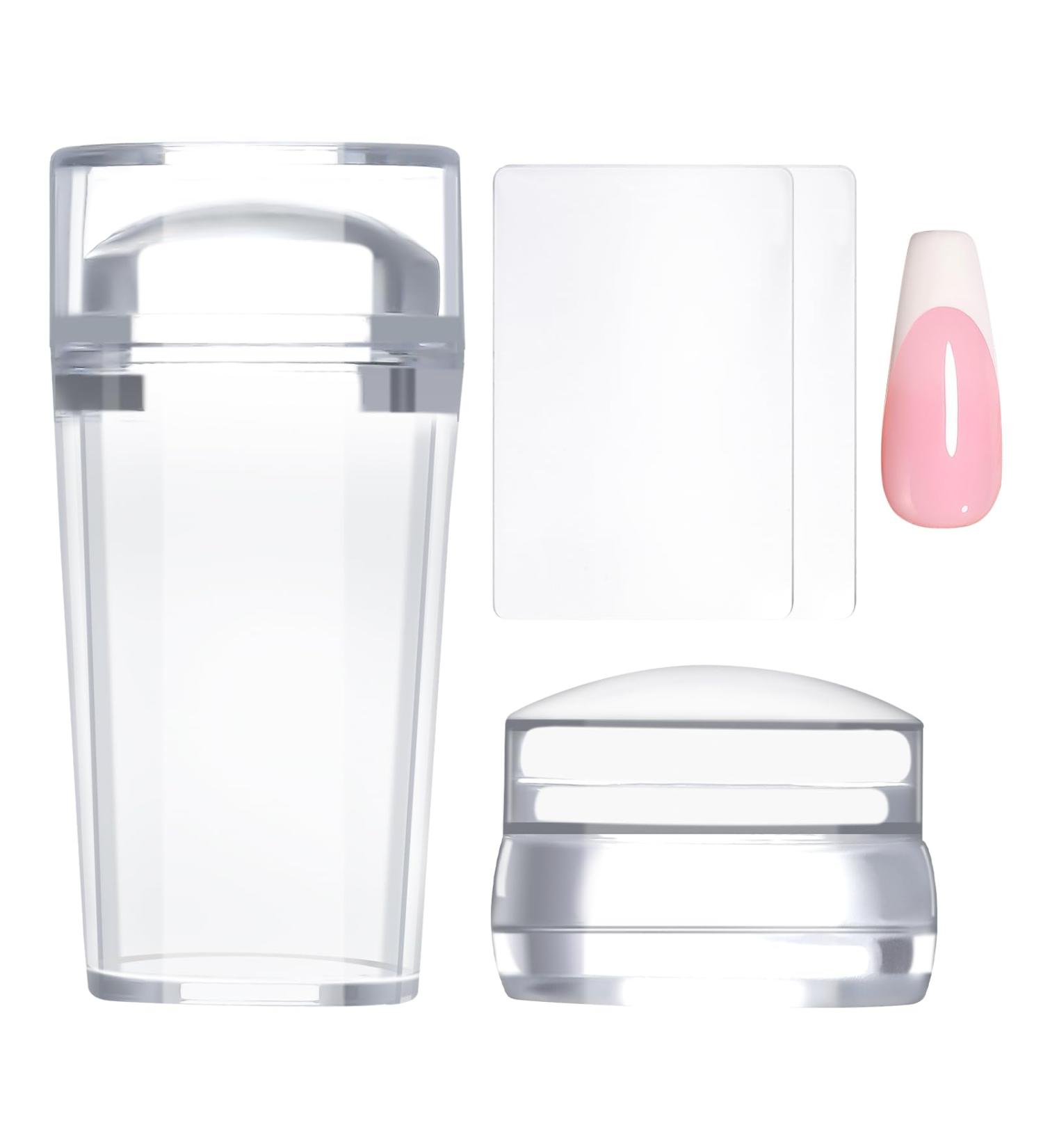 Greoer French Tip Stamper Kit 2 Pieces Clear Nail Art Jelly Stamper with 2 Pieces Scrapers Long Short Soft Silicone Jelly Stamper for Nails French Nail Line Tools for French Manicure DIY Salon - Buy Online on SooperMarket.com