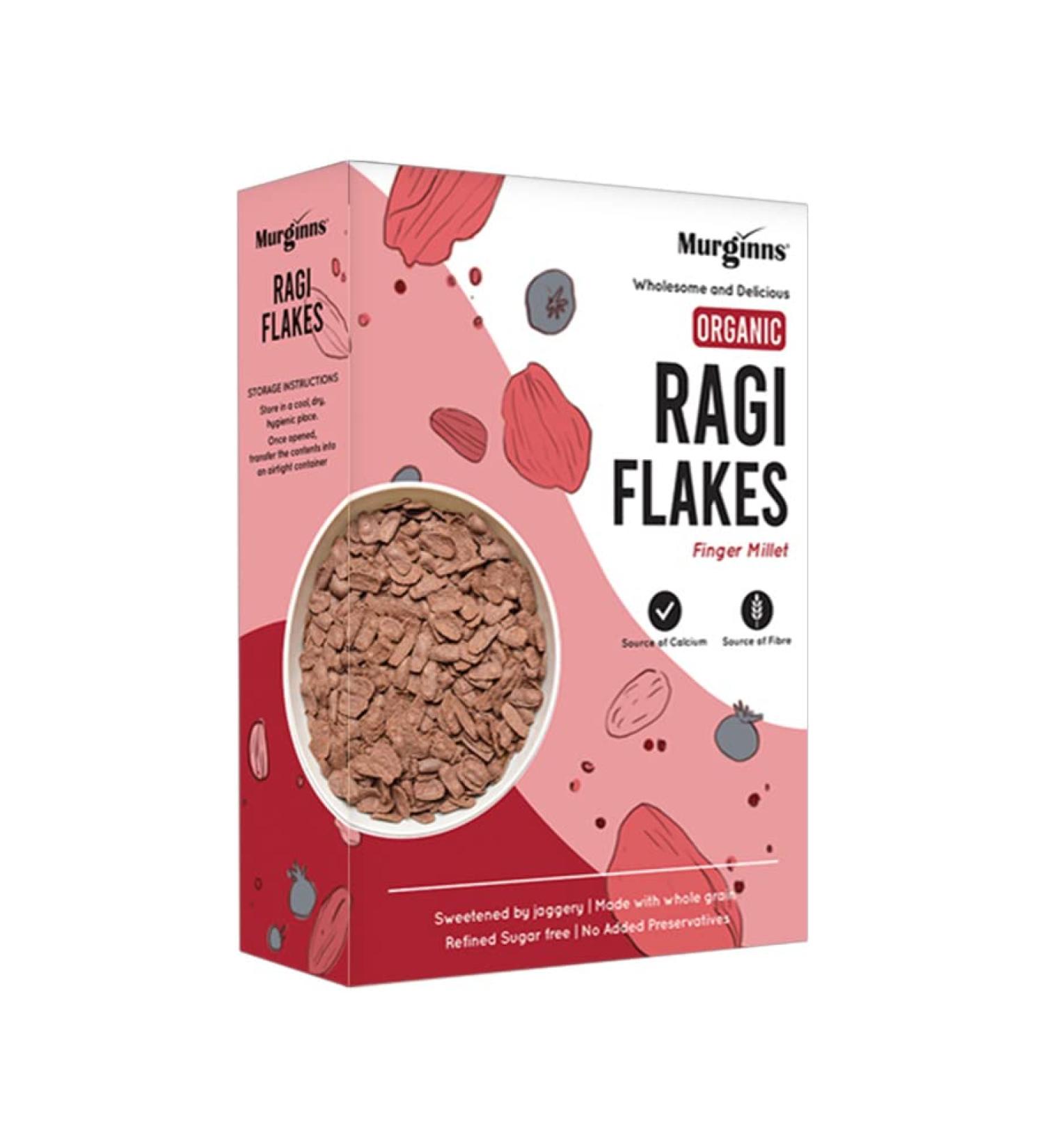 Organic Ragi Flakes with Millets & Jaggery - Gluten Free & No Refined Sugar - 275g - Buy Online on SooperMarket.com