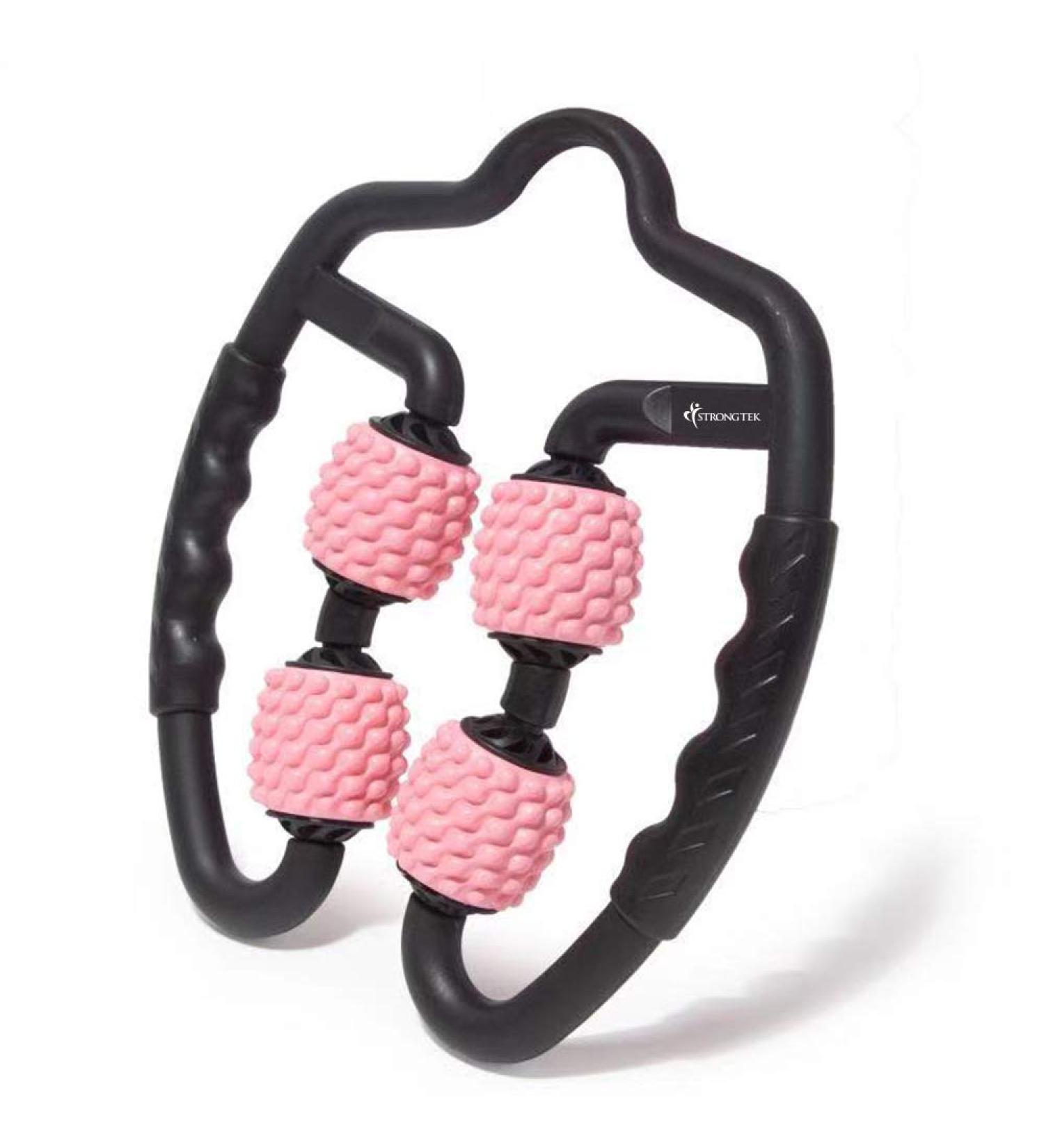 StrongTek Trigger Point Roller Massager for Forearm, Elbow, Hand, Arm, and Leg - Deep Tissue Self Massage for Golfer & Tennis Elbow Treatment - Athlete Muscle Pain Relief - Black + Pink - Buy Online on SooperMarket.com