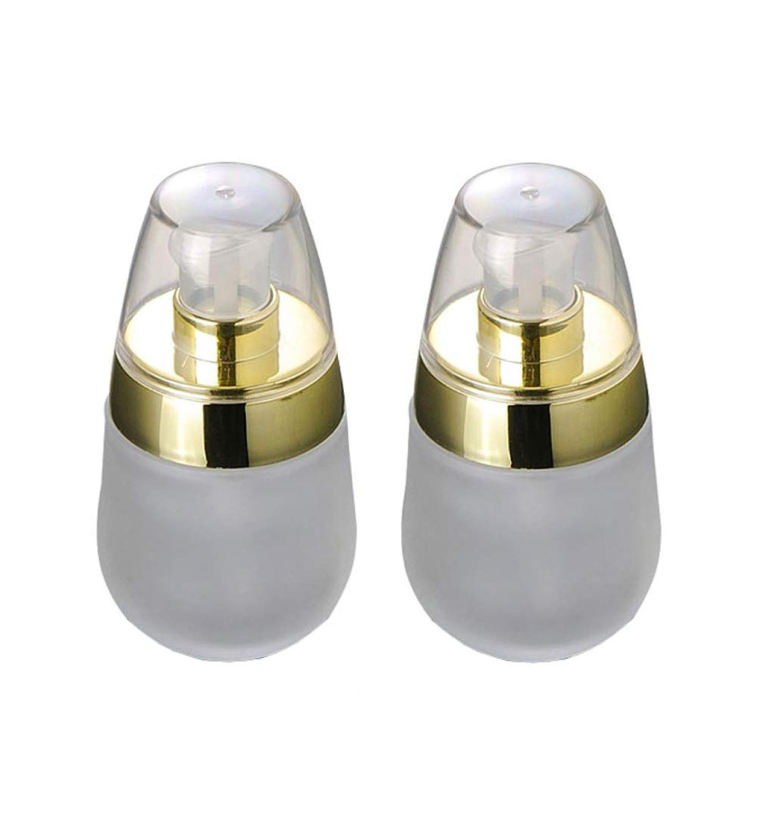30ml Refillable Glass Containers - Empty Makeup Cosmetic Face Cream & Lotion Pump Bottles & Jars (2pcs) for Travel & Storage - Buy Online on SooperMarket.com