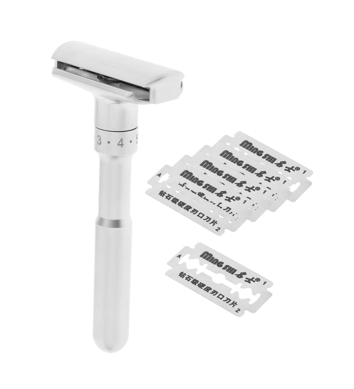 F Fityle Adjustable Safety Razor - Classic 1-6 Double Edge for Men's Shaving | 5 Blades Mild to Aggressive Shave - Buy Online on SooperMarket.com