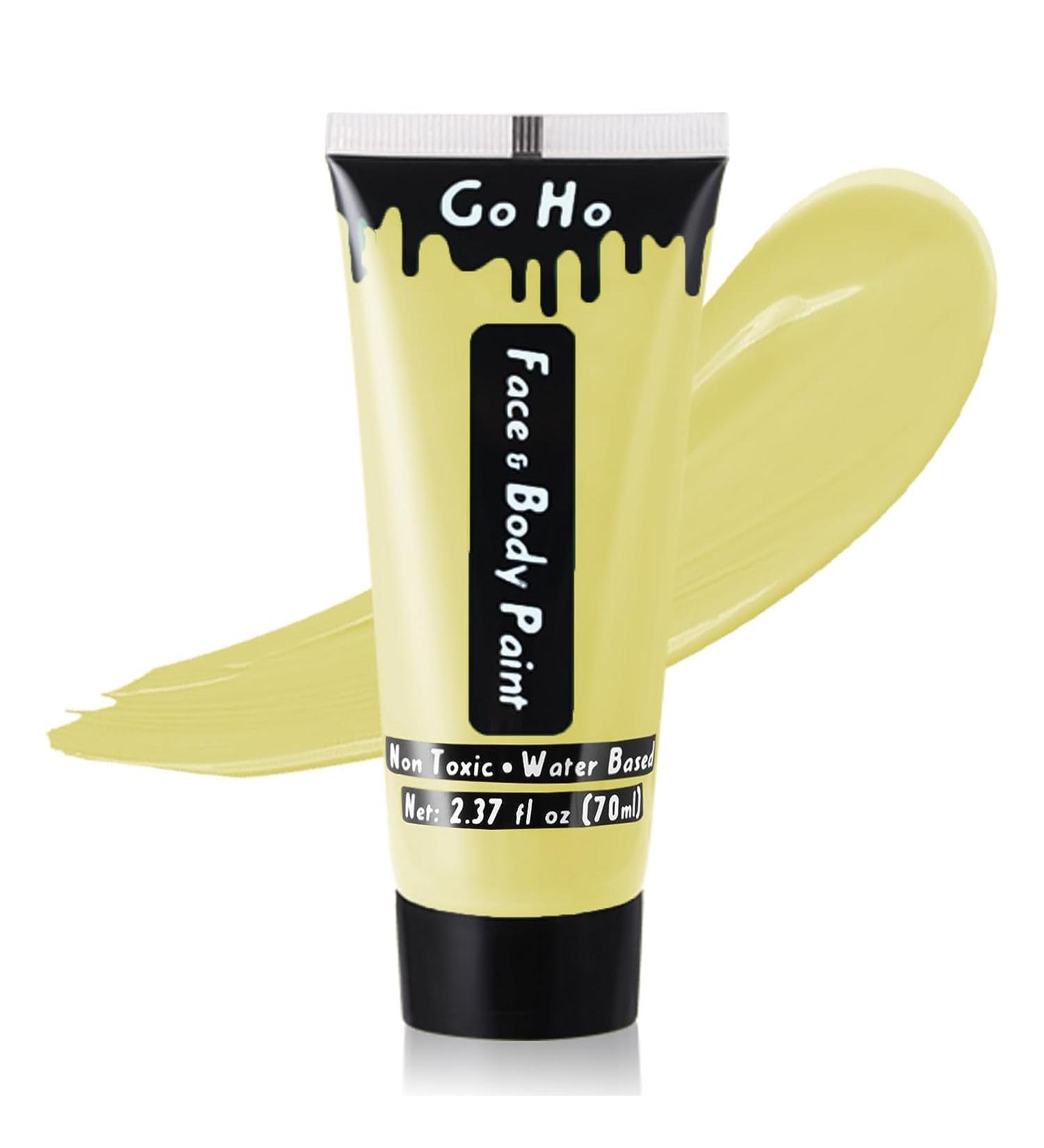 Go Ho Pastel Yellow Cream Face Body Paint - 2.37oz (70ml) Water Based Makeup for SFX Cosplay, Festivals & Halloween - Buy Online on SooperMarket.com