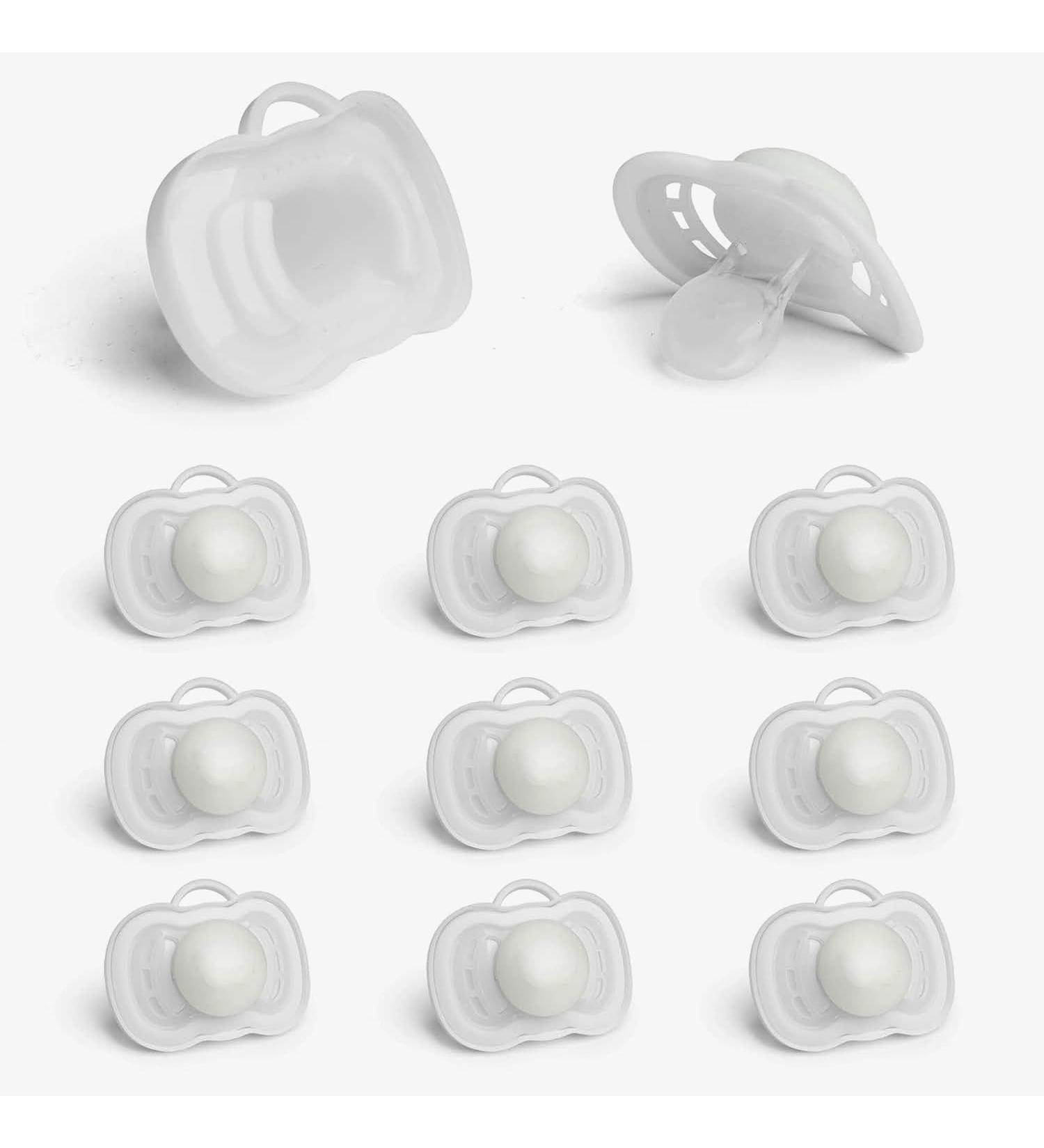 Herobility Gentle Pacifiers - Glow in the Dark - BPA-Free - 10-Pack for 6-24 Months - Includes Protective Case & Large Air Vents - White/Night Glow - Buy Online on SooperMarket.com