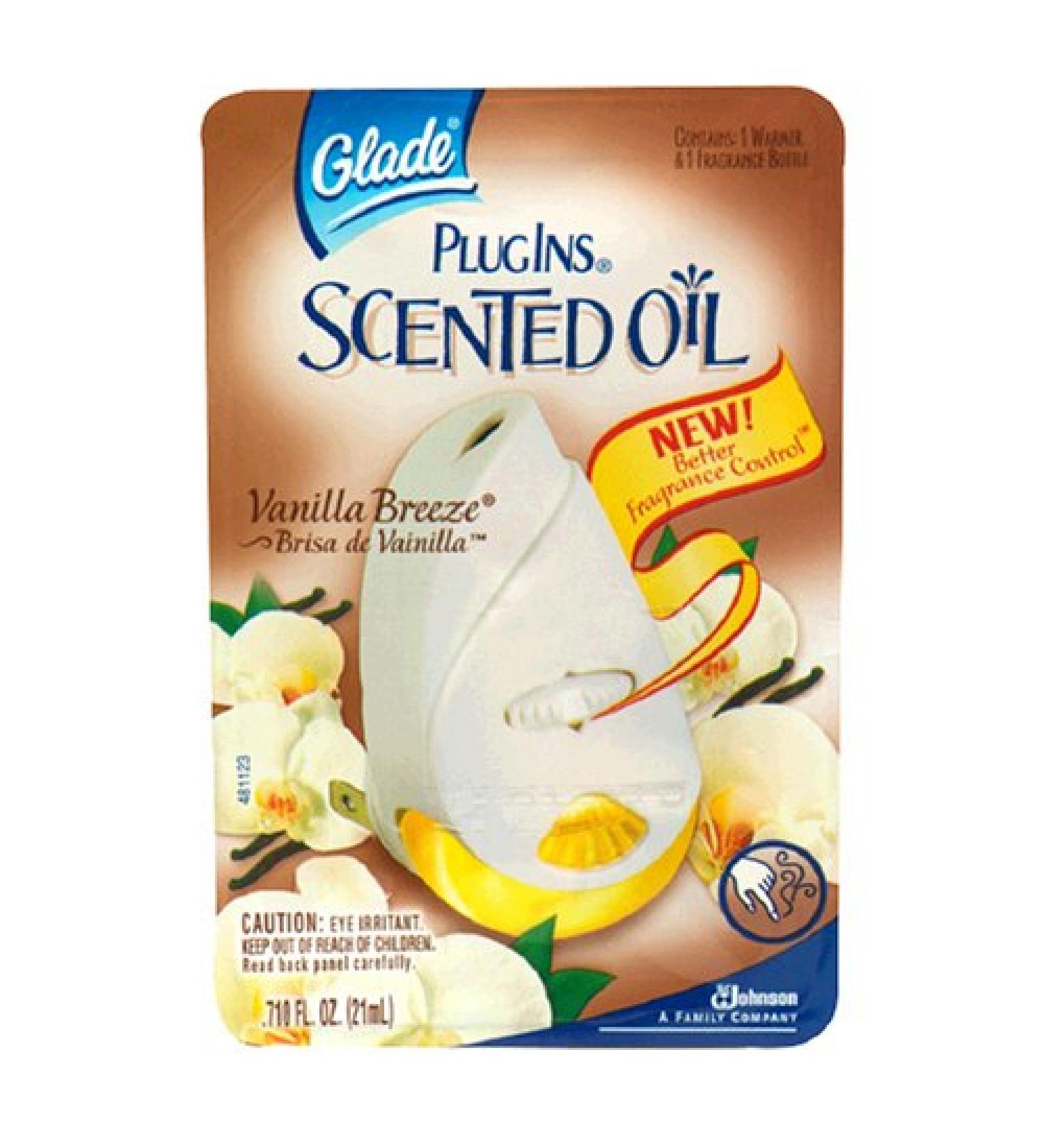 Glade Plug Ins Scented Oil Vanilla Breeze 1 Warmer & 1 Fragrance Bottle .710 fl oz (21 ml)