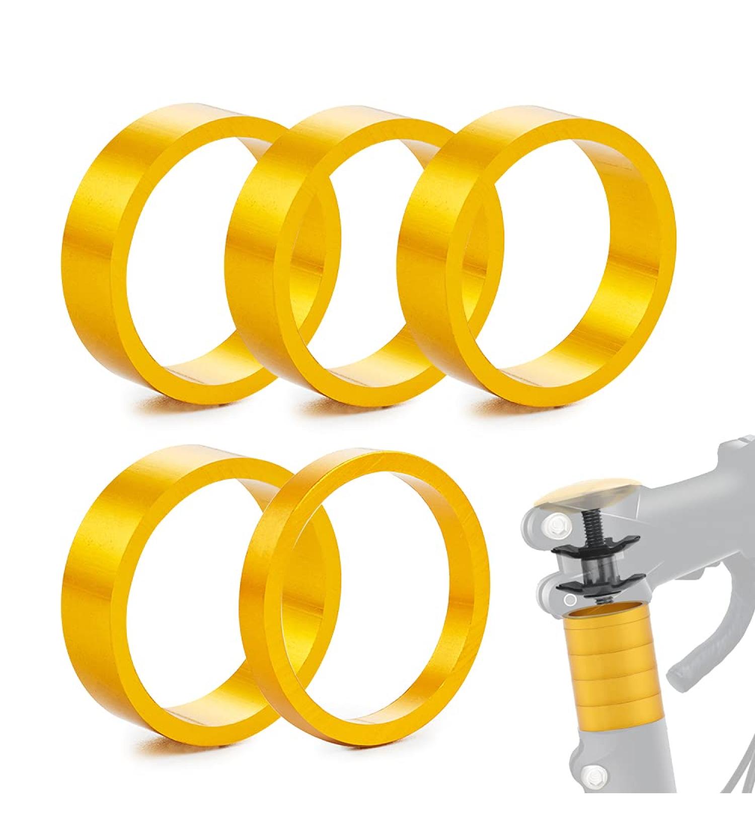 Baluoqi 1-1/8 Carbon Fiber Bicycle Headset Spacer Kit - Titanium Bolt, Aluminum Alloy MTB Road Bike Stem Spacer Set - Yellow - Buy Online on SooperMarket.com