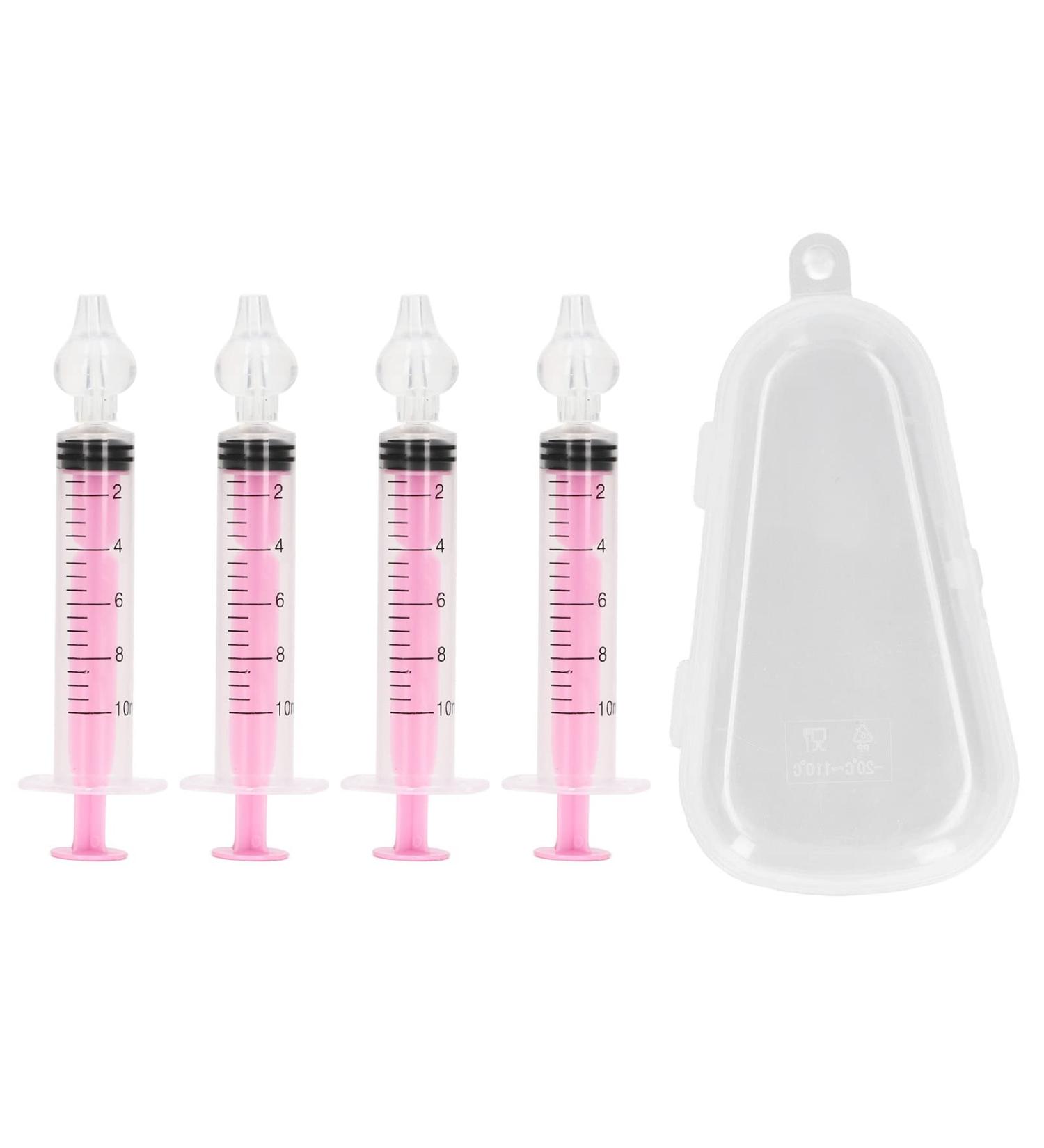 4Pcs Reusable Silicone Nasal Rinse Kit for Newborns & Toddlers - Pink Nasal Irrigator Syringe - Buy Online on SooperMarket.com