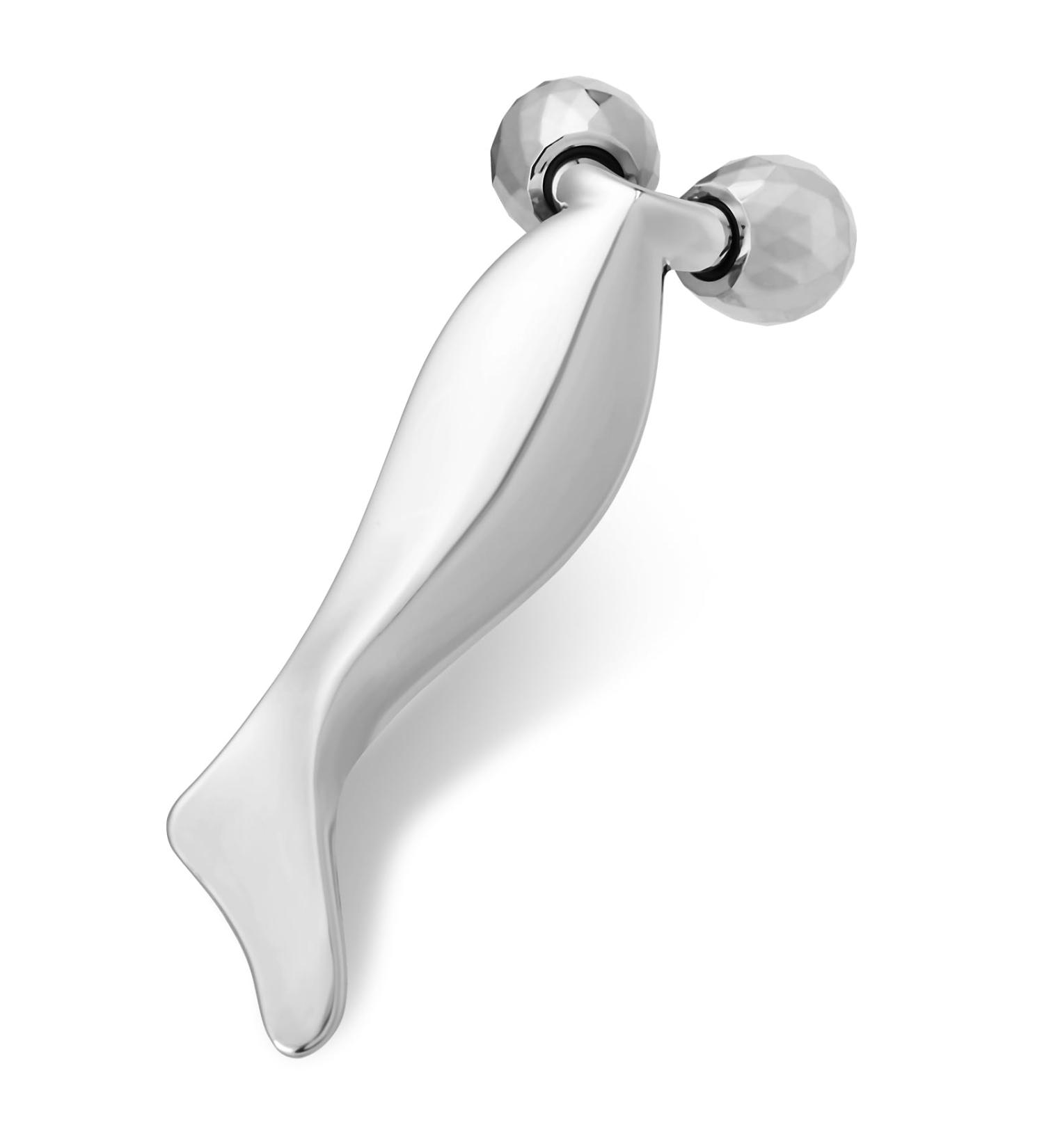 3D Metal Face Roller & Gua Sha - Anti-Aging Face Massager for Puffiness Relief | V-Shaped Skin Care Tool in Silver - Buy Online on SooperMarket.com