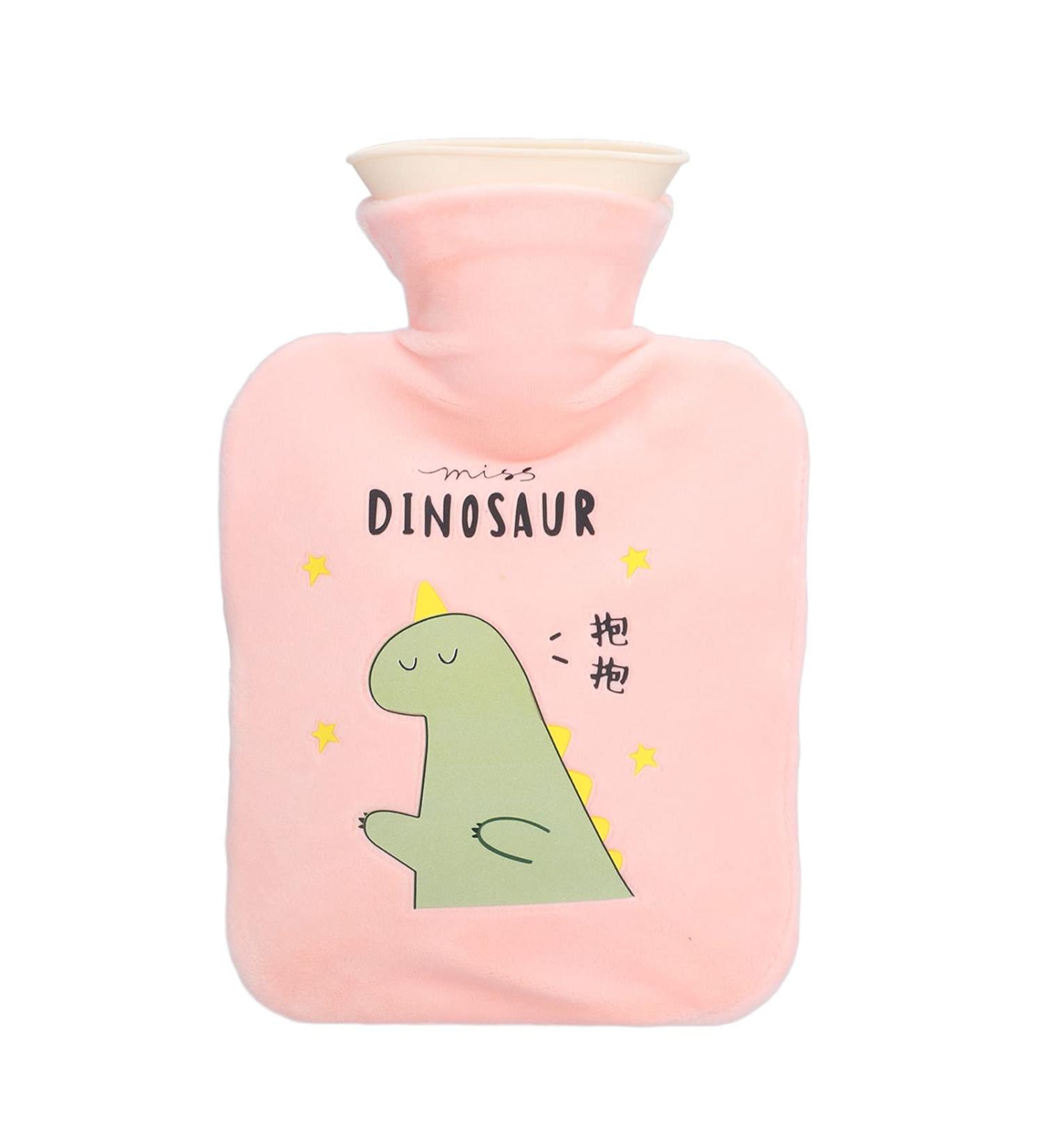 Spiral Hot Water Bottle 500ml - Cartoon Dinosaur Leak-Proof Heating Pad for Sore Muscles (Pink) - International Shipping - Buy Online on SooperMarket.com