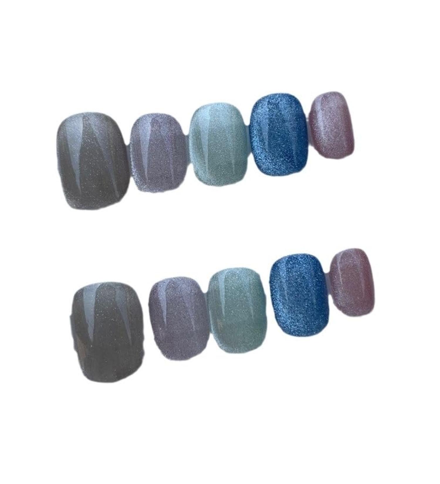 Handmade Phototherapy Wearing Nail Colorful Chasing Cat Eye Short Nail Beauty Nail Patch Nail False nails (Color : A Size : M) - Buy Online on SooperMarket.com