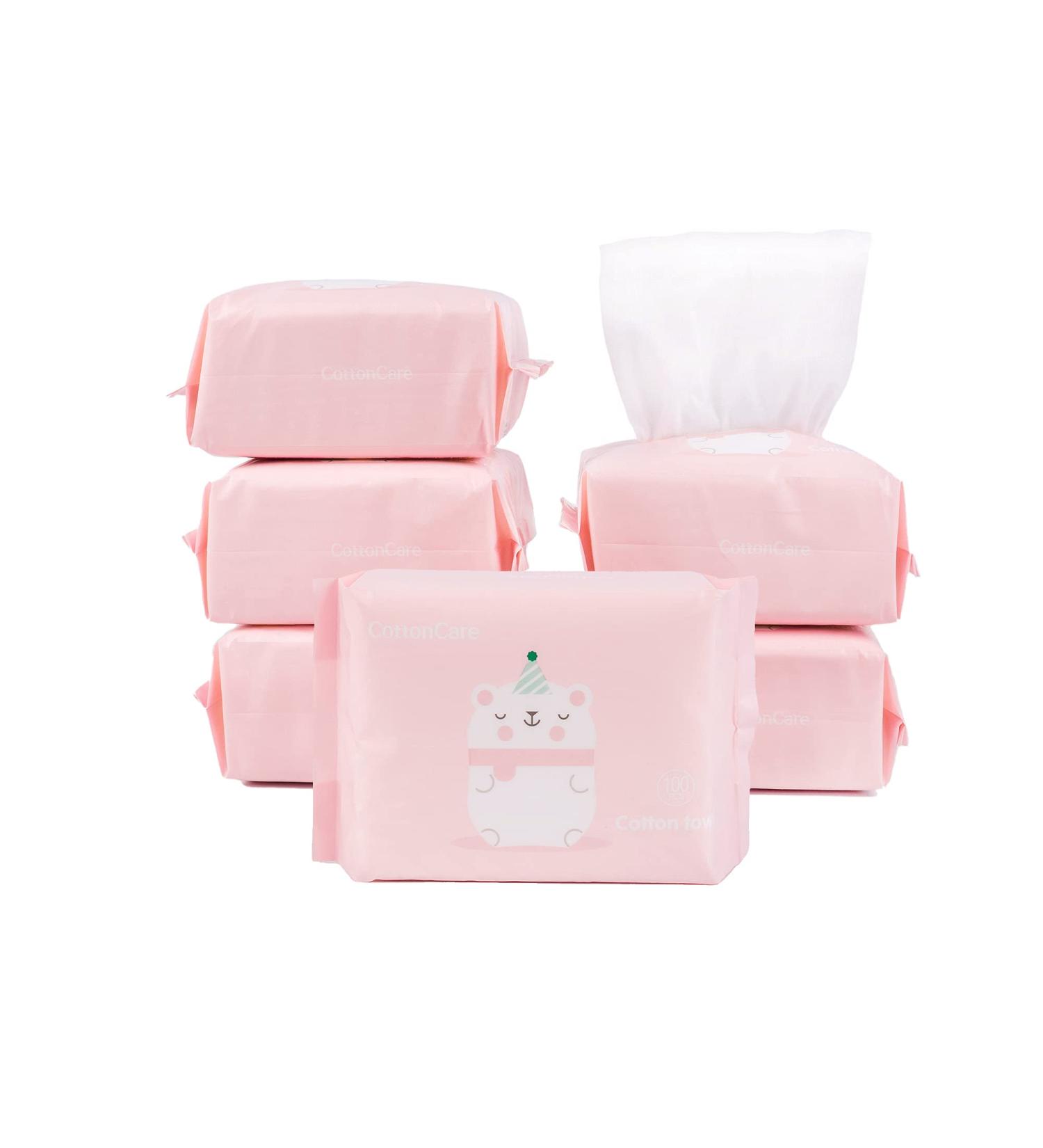COTTONCARE 100% Cotton Baby Dry Wipes 7.9x4.7 in 6-Pack (600 Count) - Gentle on Sensitive Skin - Buy Online on SooperMarket.com