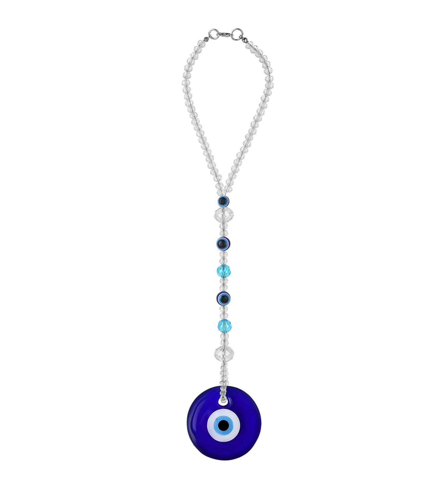 Evil Eye Car Hanging Ornament - Cobee Blue Eye Charms for Protection & Blessing | Beaded Decor Pendant for Rear View Mirror - Buy Online on SooperMarket.com
