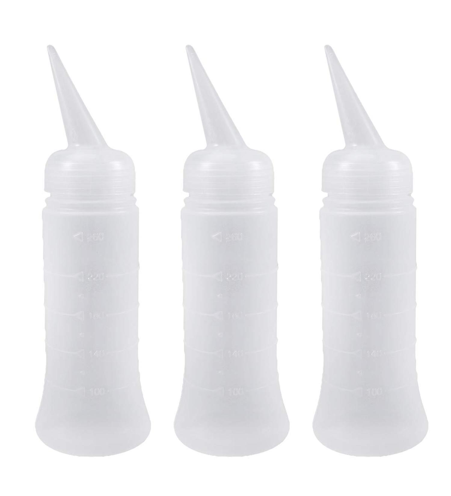 Lurrose 3pcs 260ml Hair Dye Bottles with Angle Tip - Refillable and Graduated for Home and Salon Use - Buy Online on SooperMarket.com