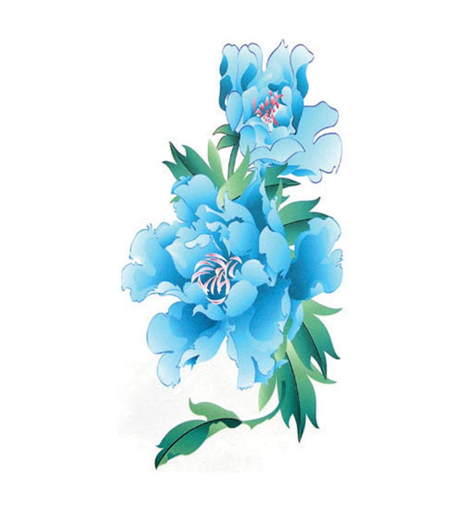 TAFLY Blue Flower Arm Temporary Tattoos for Women - Set of 5 Sheets | Sexy Body Art Transfer Tattoos - Buy Online on SooperMarket.com