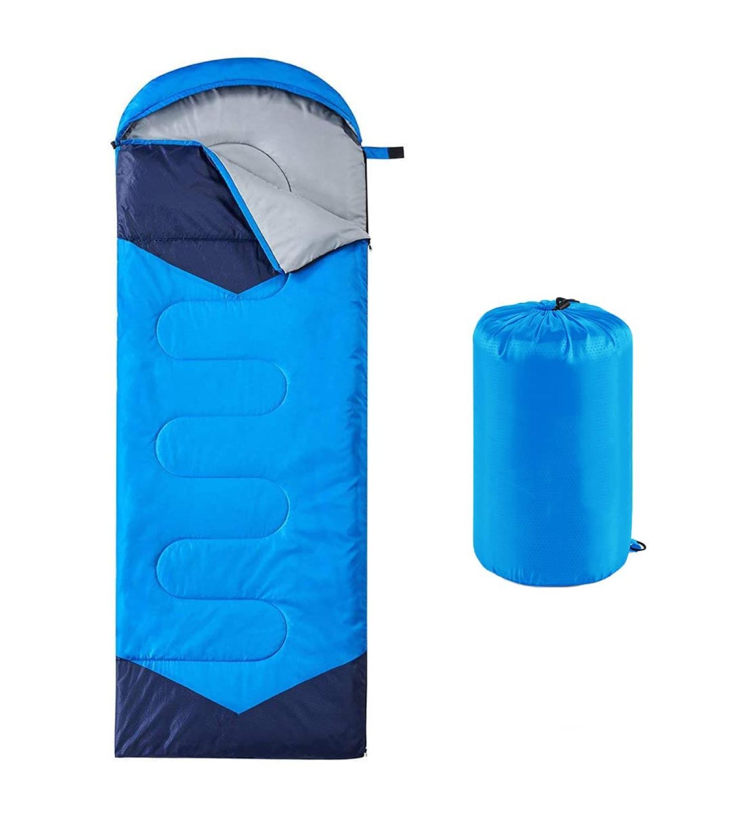 Oaskys Camping Sleeping Bag - 3 Season Lightweight Waterproof for Adults & Kids - Ideal for Summer, Spring, Fall - Camping Gear for Traveling and Outdoors - Blue - Buy Online on SooperMarket.com