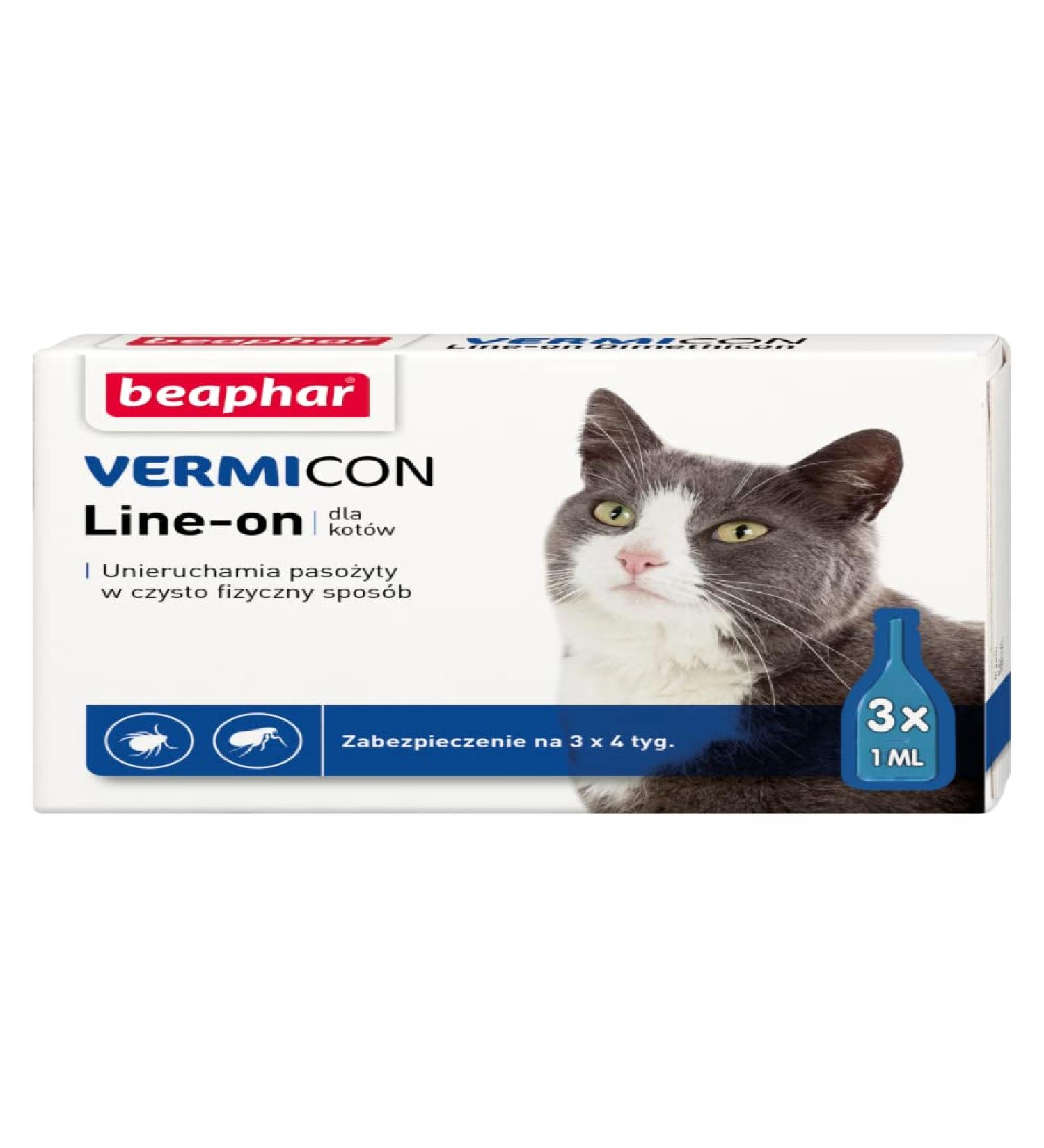 beaphar Vermicon Line-On Cat 1 ml - 3 anti-flea pipettes for cats