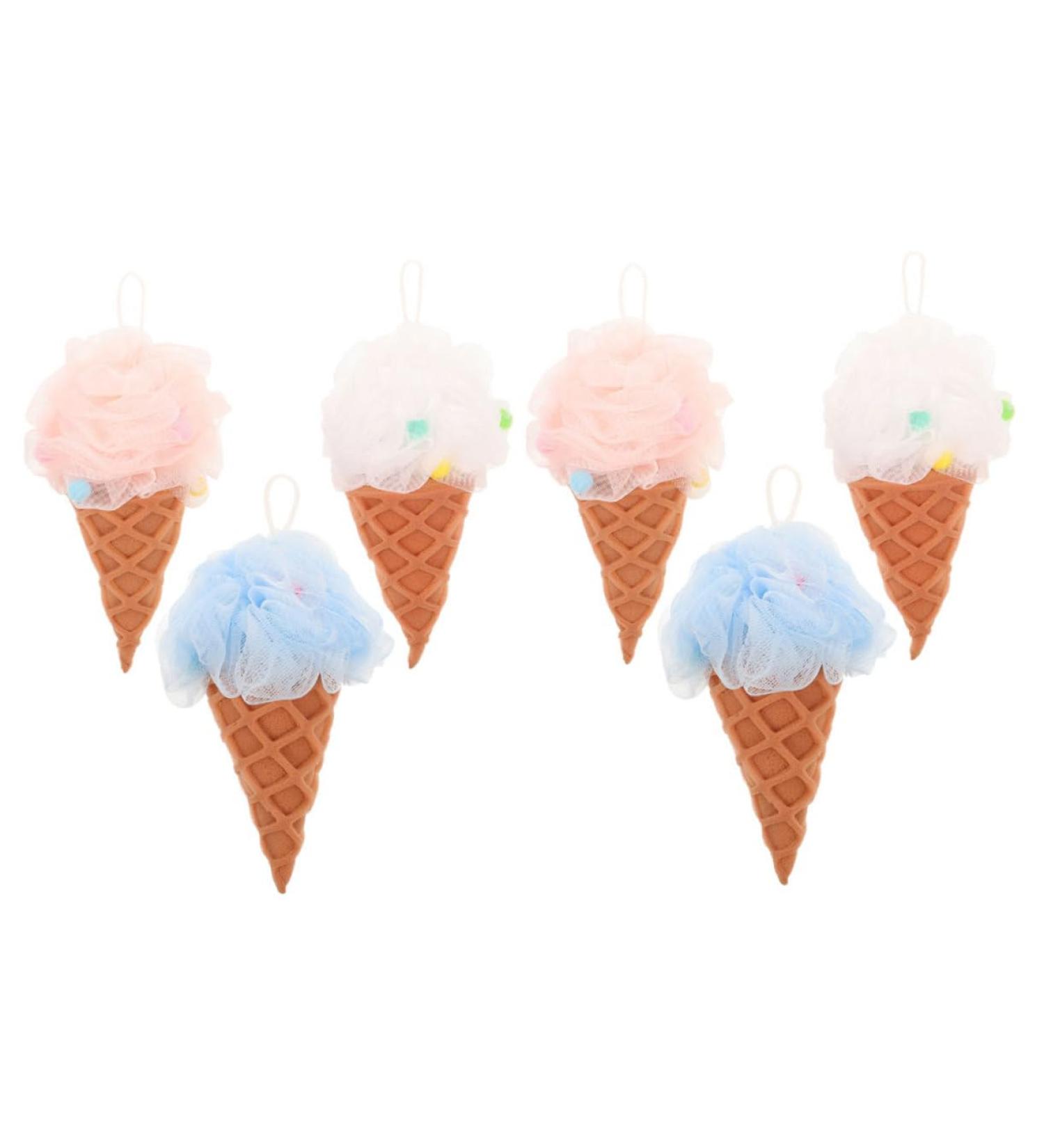 Buy NOLITOY 6pcs Ice Cream Bath Balls & Exfoliating Shower Sponges | Reusable Body Loofahs for Women - Perfect for Travel - Buy Online on SooperMarket.com