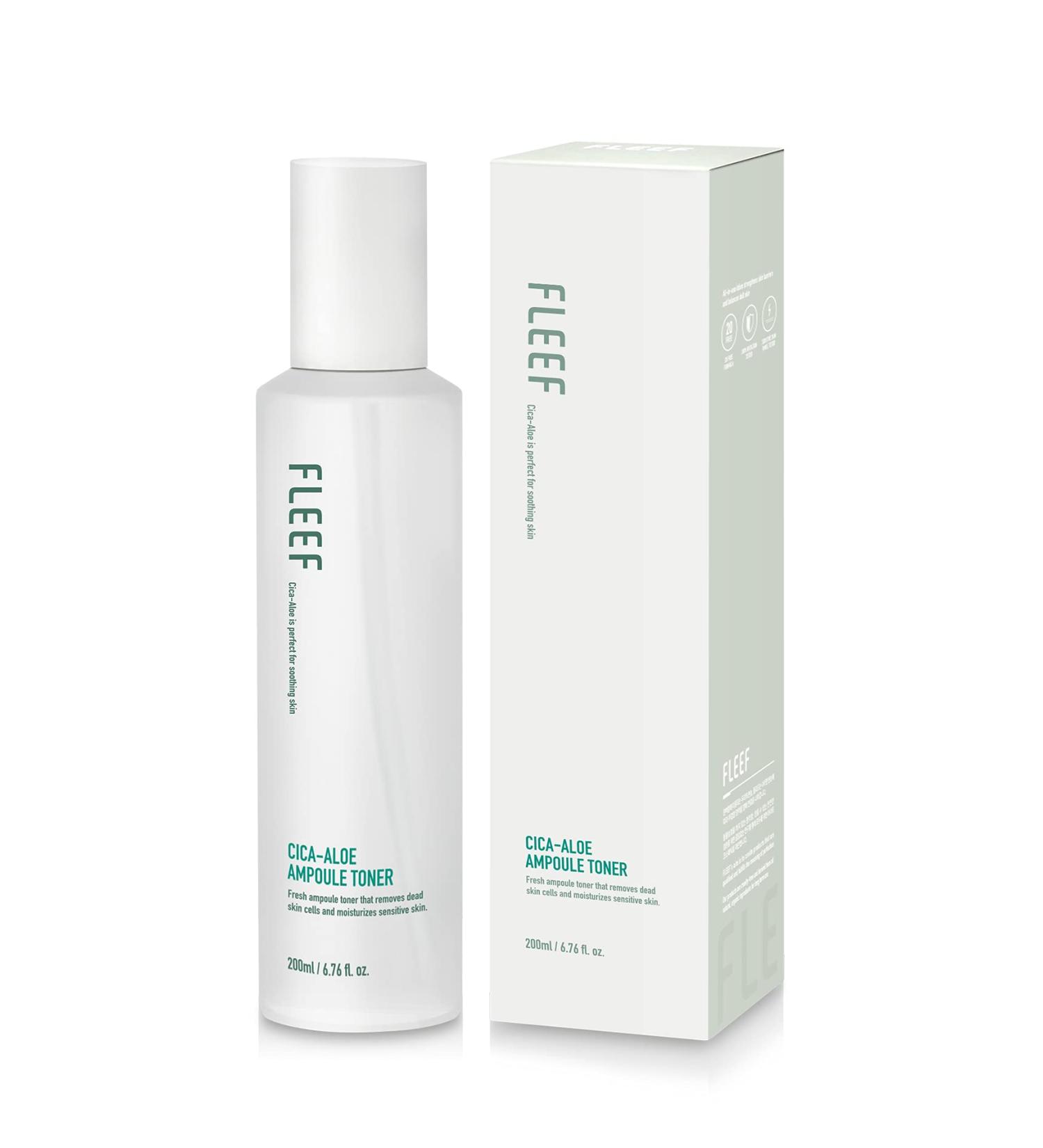FLEEF CICA-Aloe Ampoule Toner | Hydrating Korean Skin Care for Men | Soothing Centella Toner with Aloe & 5 Hyaluronic Acids | 6.76 Fl. Oz - Buy Online on SooperMarket.com