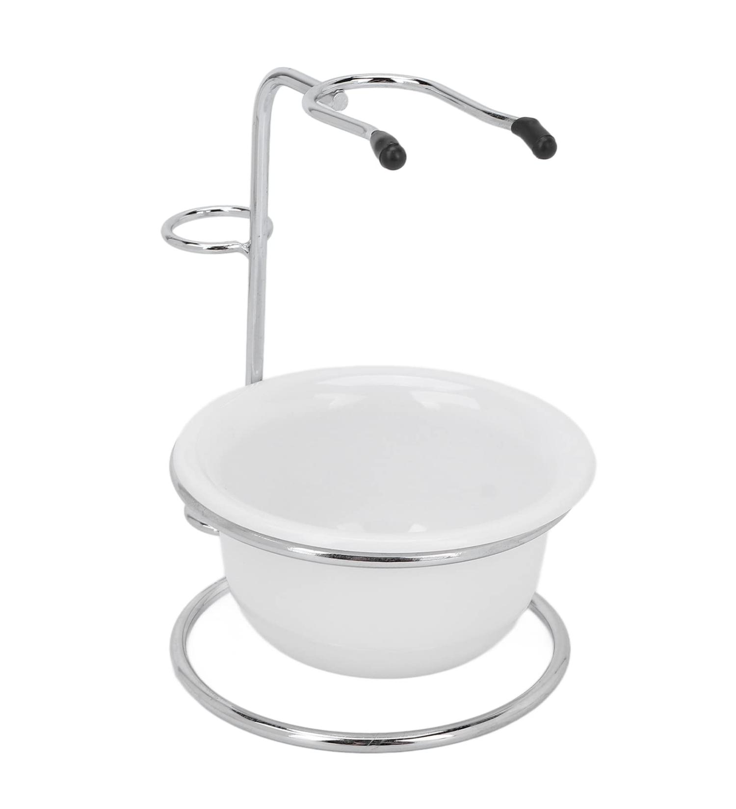 Stainless Steel Shaving Stand Set | Beard Brush Holder & Foam Bowl | Premium Men's Shaving Accessories - Buy Online on SooperMarket.com