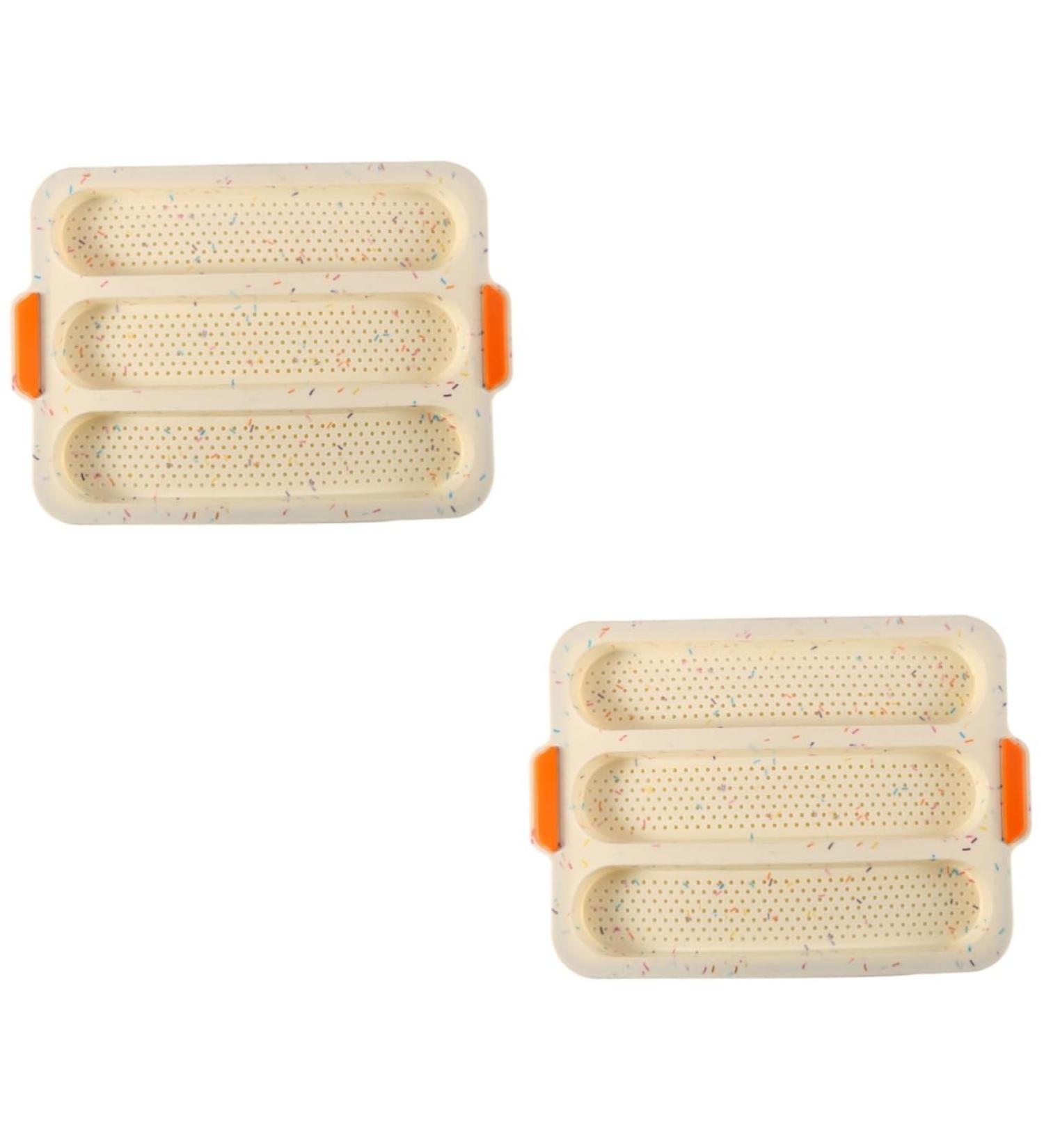 HOMSFOU 2 Pcs 3 Bread Silicone Mold Bread Pan Forms Silicone Bread Baking Trays Silicone Baking Mold Silicone Molds Loaf Pan Bread Baking Tin White Silica Gel Cake Second Generation Toast 34.5x24cmx2pcs Whitex2pcs - Buy Online on SooperMarket.com