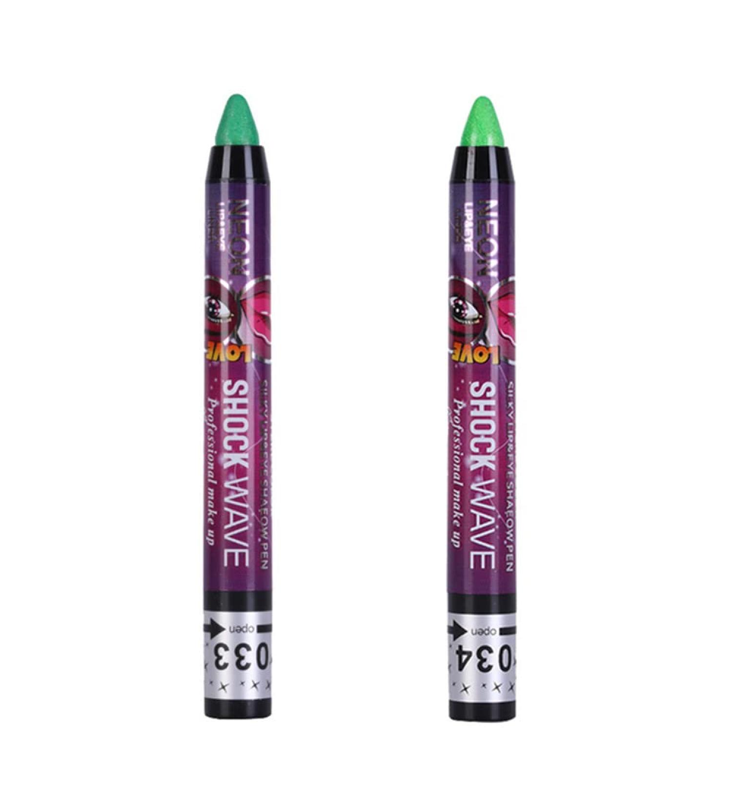 Go Ho 2PCS Green Eyeshadow Sticks - Shimmer Eye Black Ultra Pigmented Makeup - Long Lasting Eye Shadow Pen in Apple Green & Grass Green - Buy Online on SooperMarket.com
